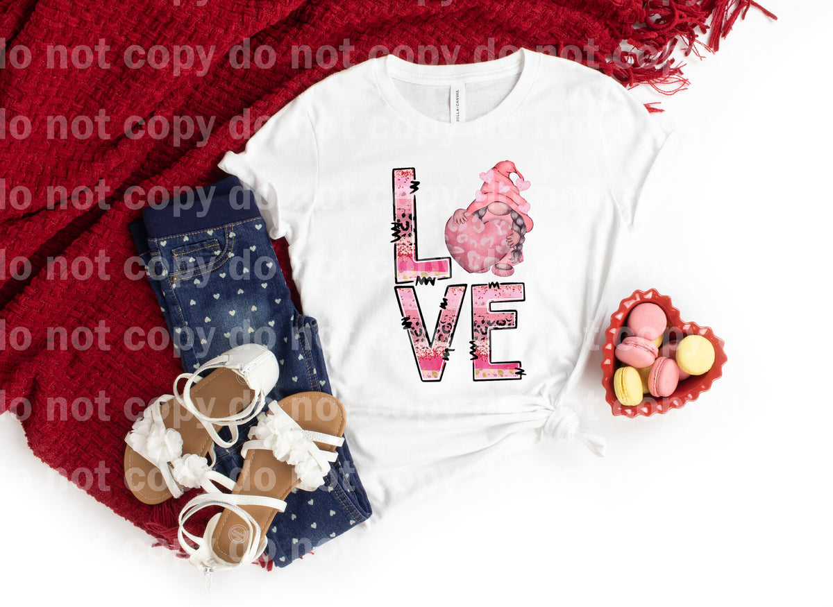Love Gnome Pink Word Art Impresión de sueños o impresión de sublimación