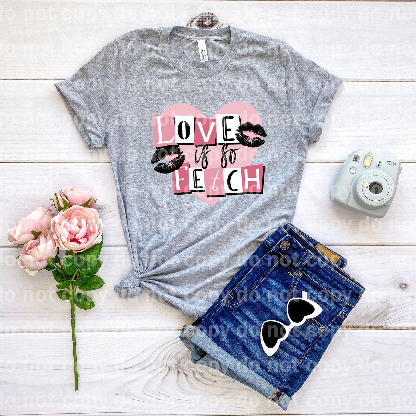 Transferencia de impresión Love is so Fetch Pink Heart and Lips Dream