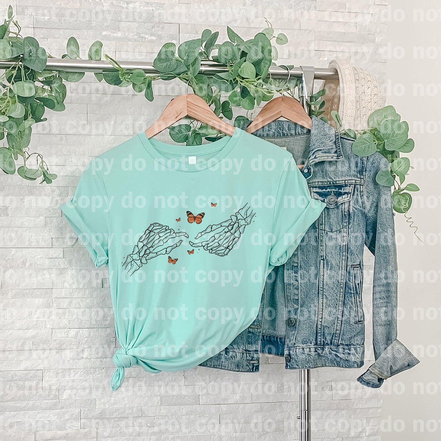 Lover Skellie Hands With Orange Butterflies Dream print transfer