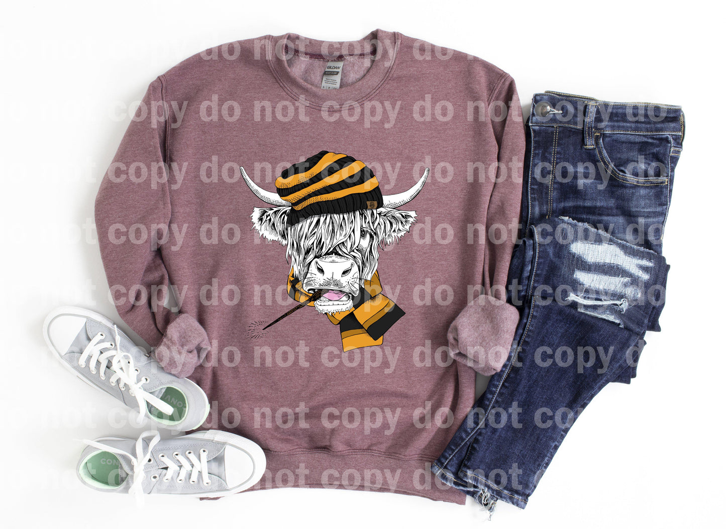 Magical Highland cow Huffle badger Crest Dream print transfer