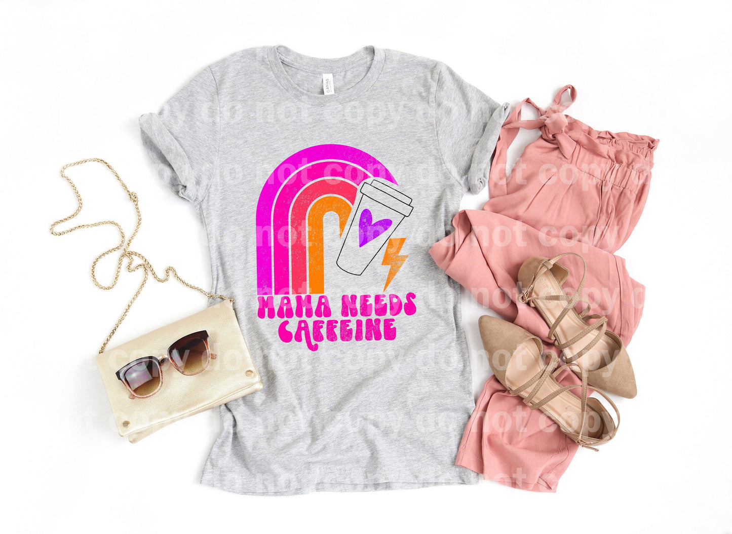 Mamá necesita cafeína Rainbow Dream transferencia de impresión
