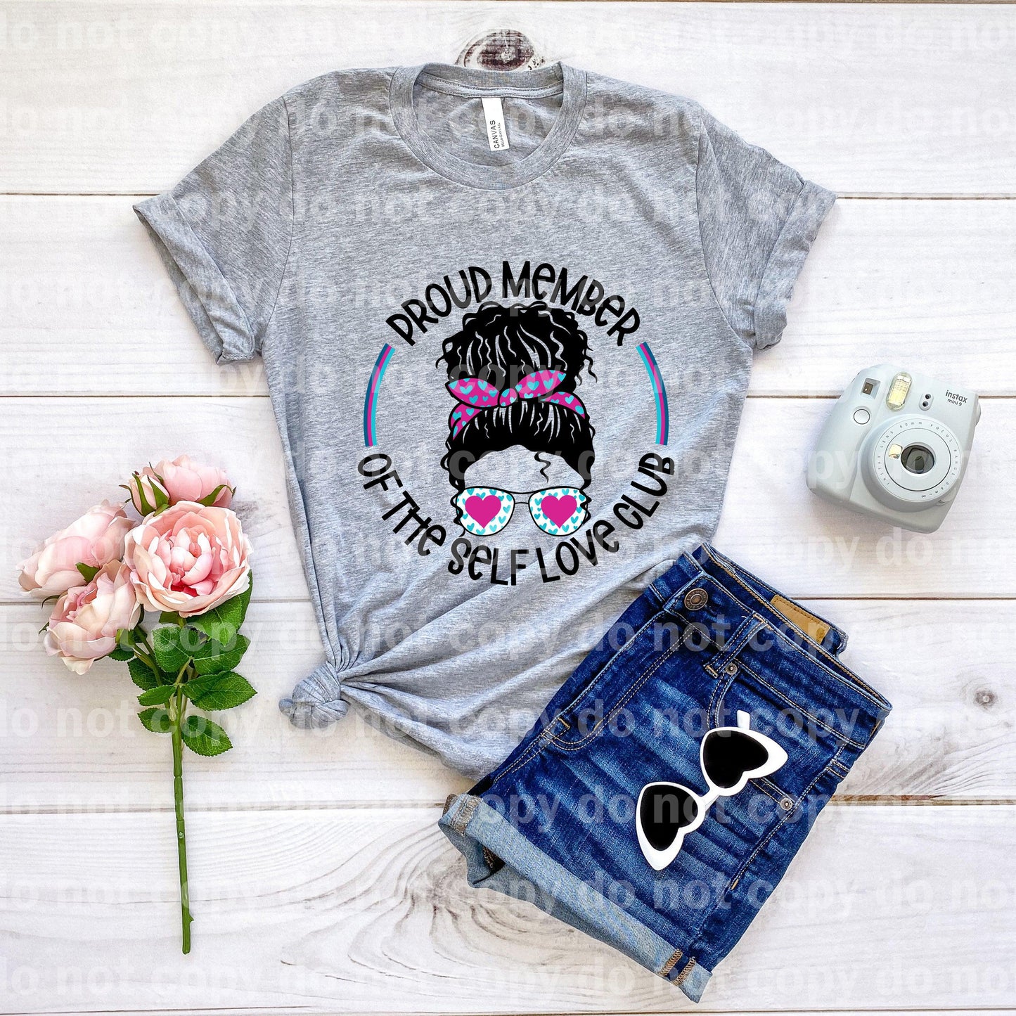 Proud Member of the Self Love Club Bun Curly Dream print transfer