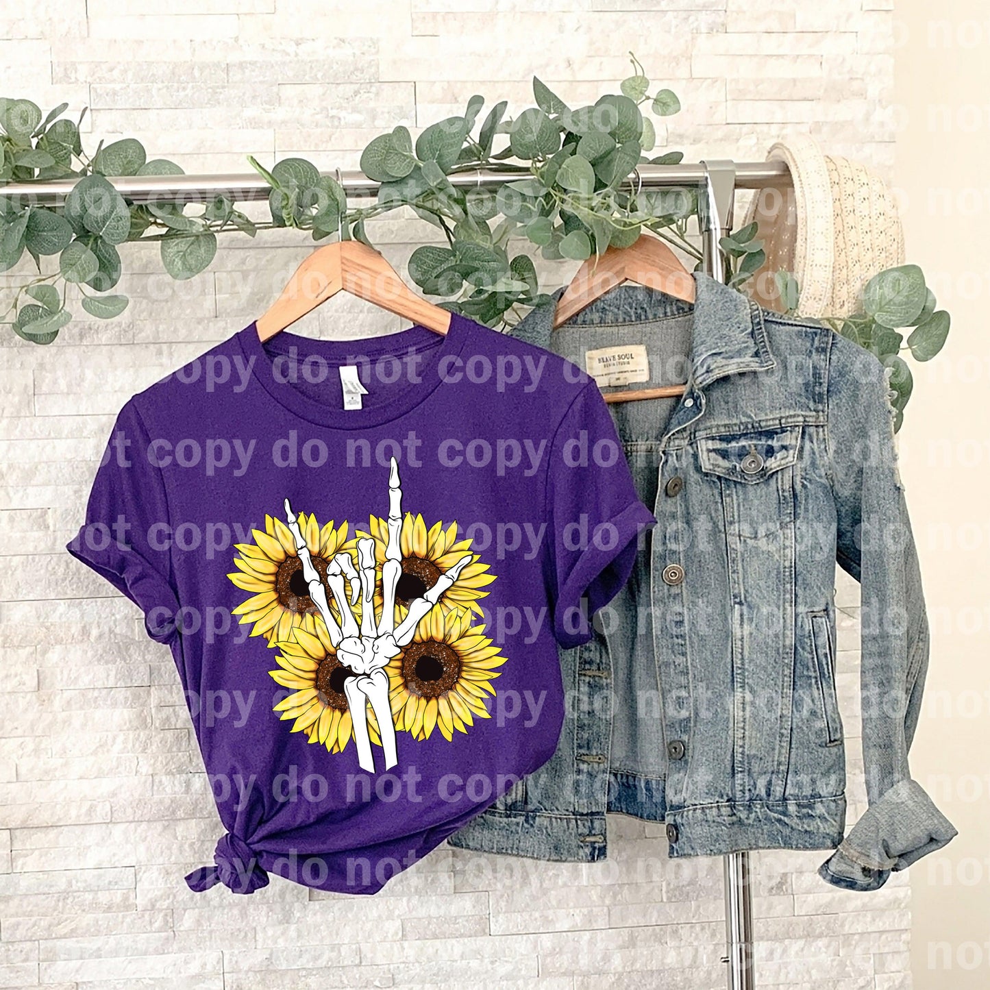 Skellie I Love You With Sunflowers Skellie Hand Dream print transfer