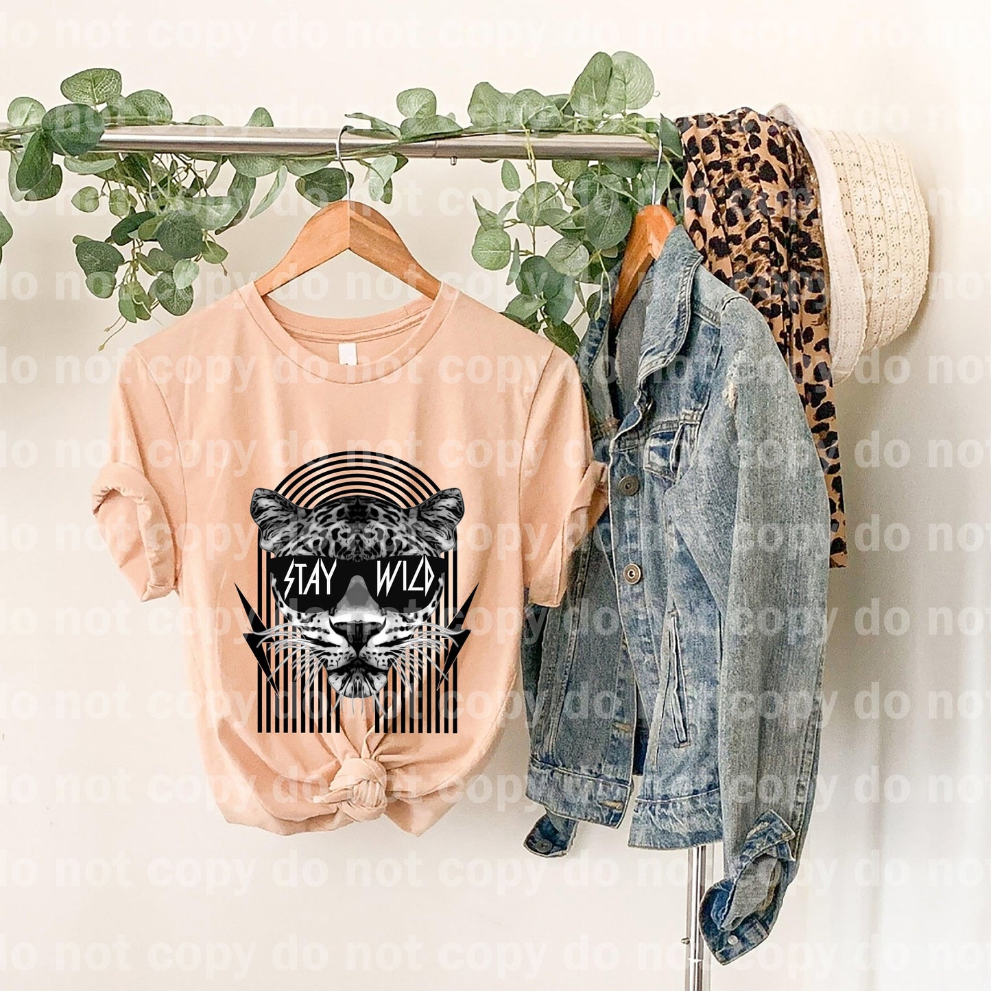 Transferencia de impresión Stay Wild Leopard Rainbow Dream