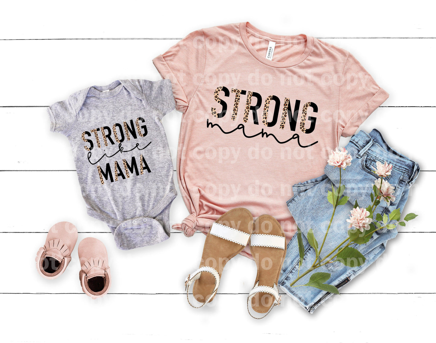Transferencia de impresión Strong Mama Leopard Typography Dream