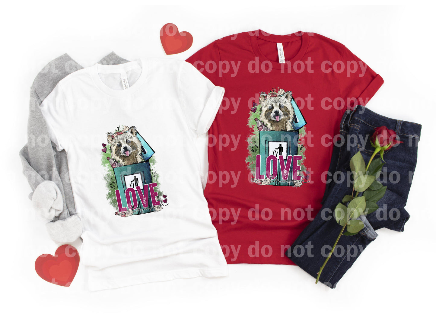Love is Trash Raccoon Dream print transfer