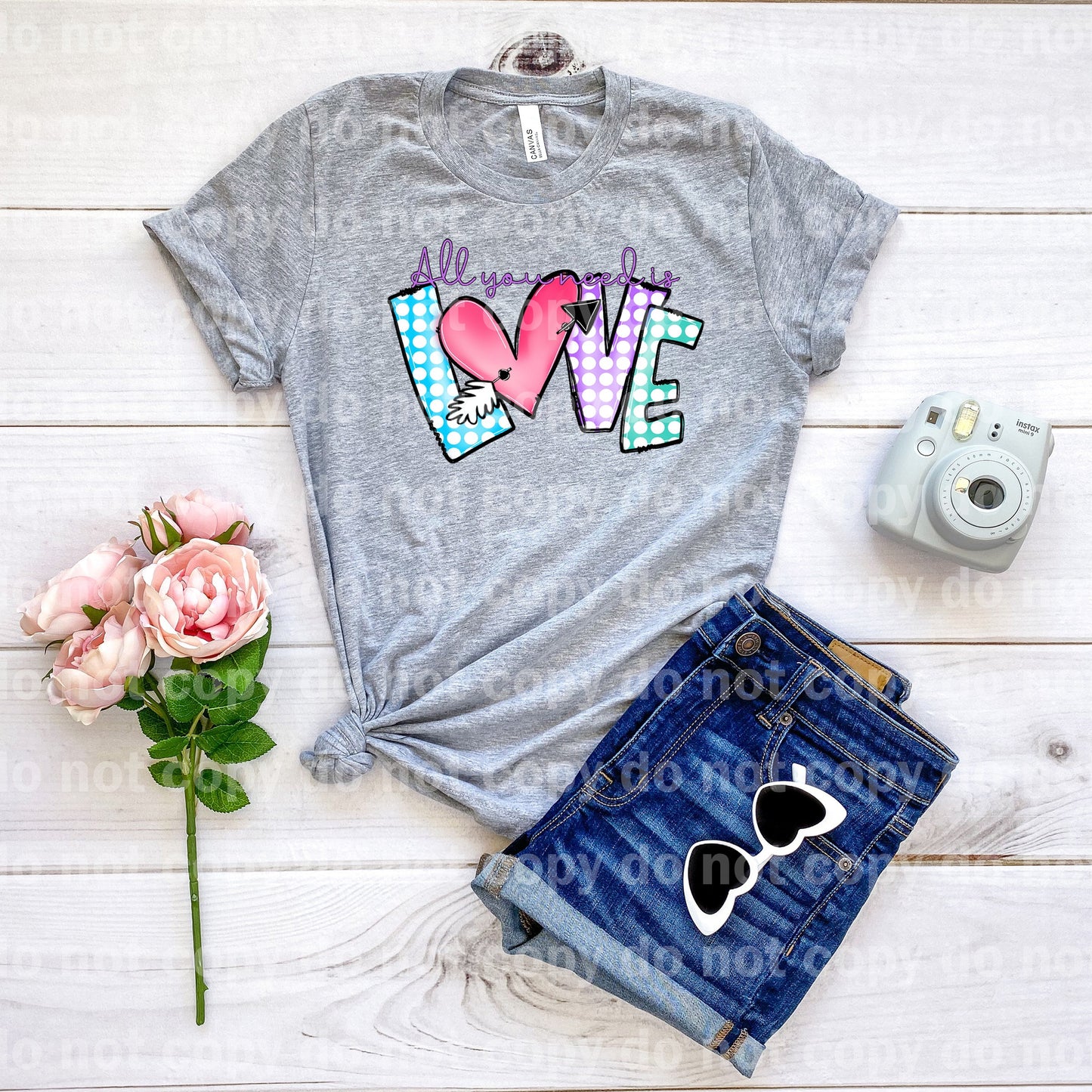 All you Need is Love Polka Dot Patterned Dream Print or Sublimation Print