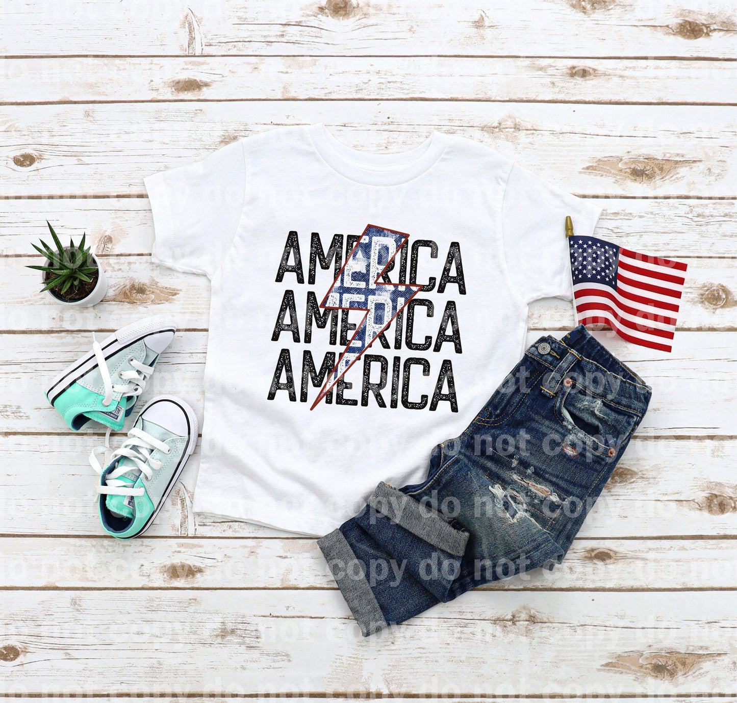 America Word Stacked Lightning Bolt Dream Print or Sublimation Print
