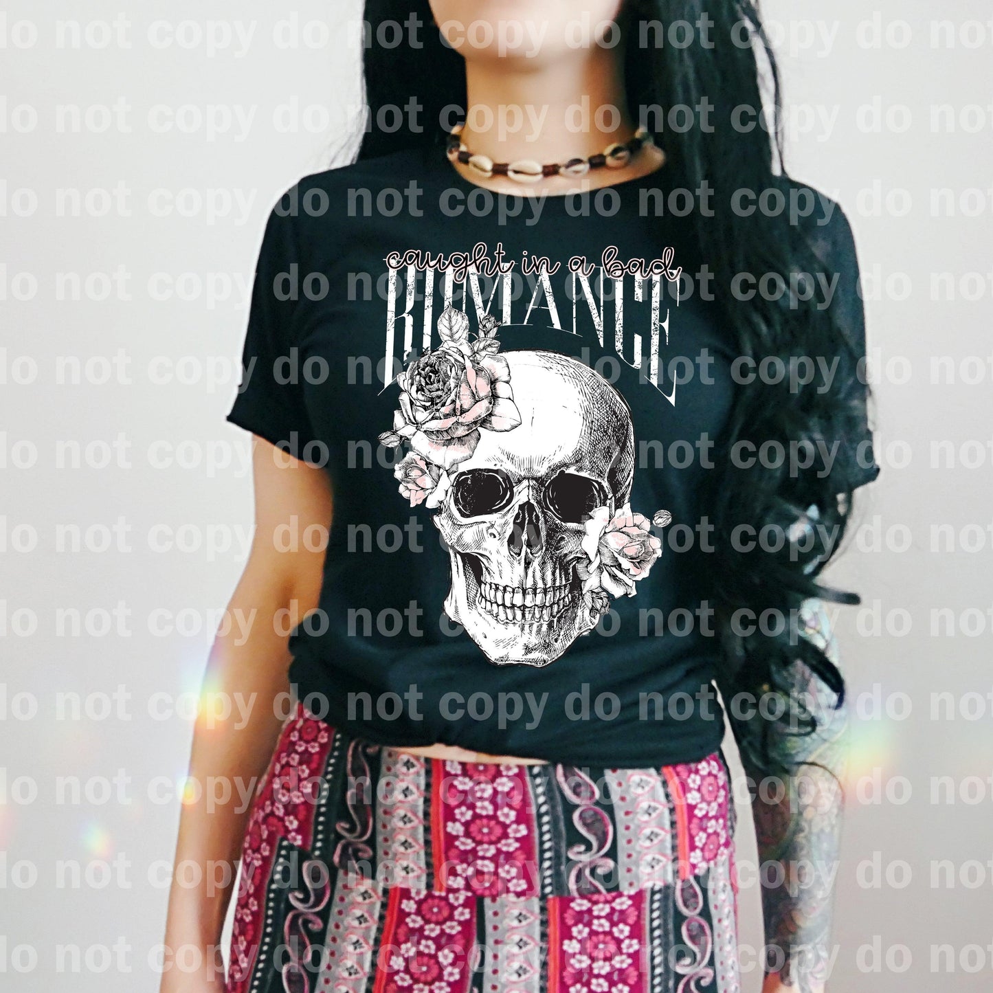 Caught in a Bad Romance Skull Floral Dream print transfer