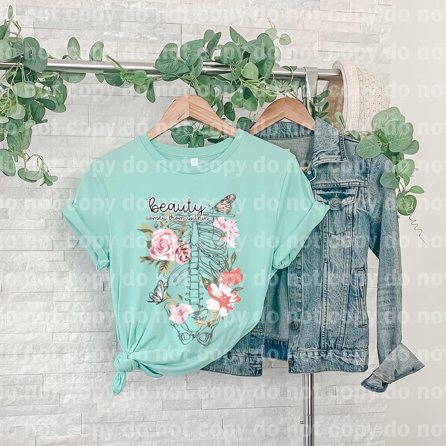 Beauty Comes From Within Floral Skellie Dream print transfer