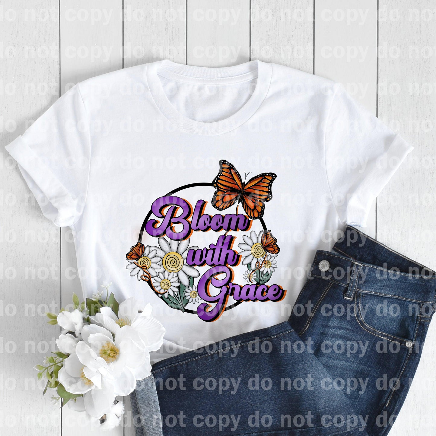 Bloom With Grace Purple Flower Butterfly Dream Print or Sublimation Print