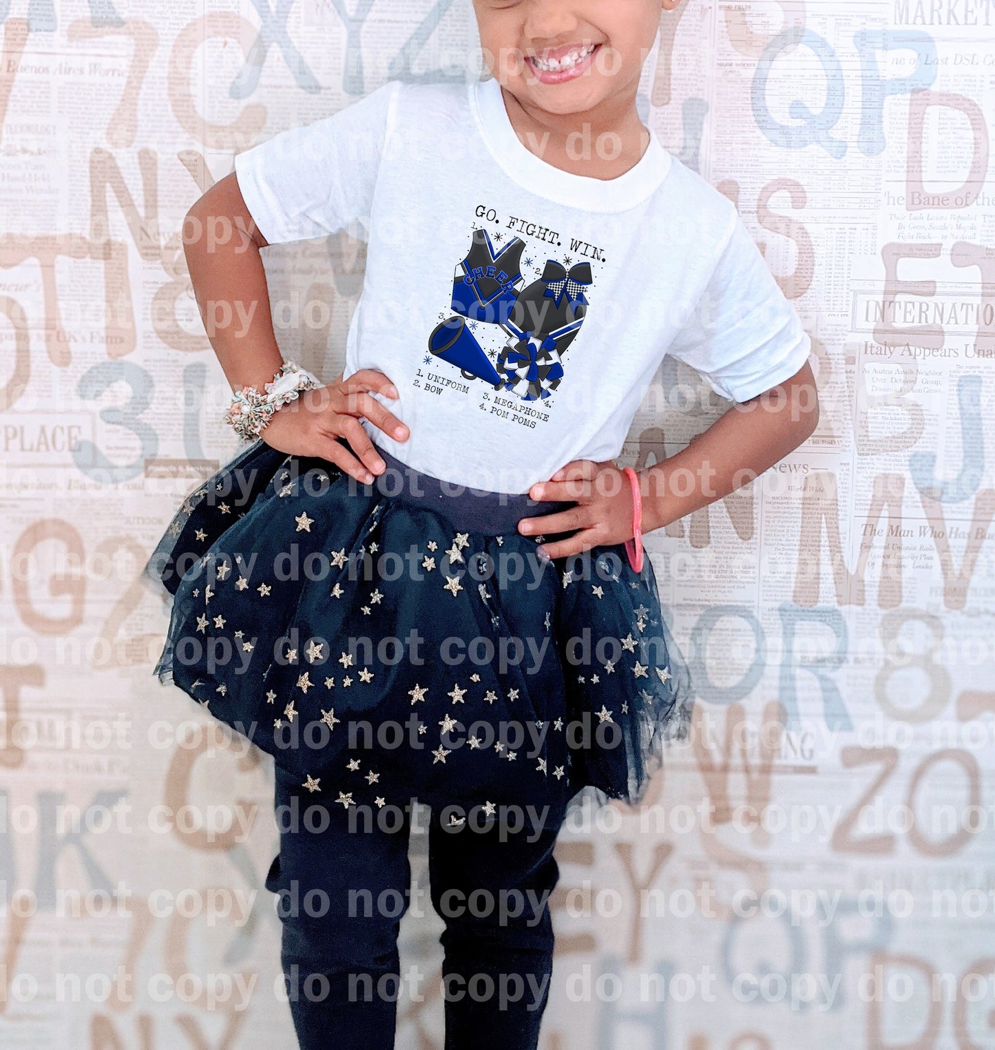Go Fight Win Cheer Chart Blue And Grey Dream Print or Sublimation Print