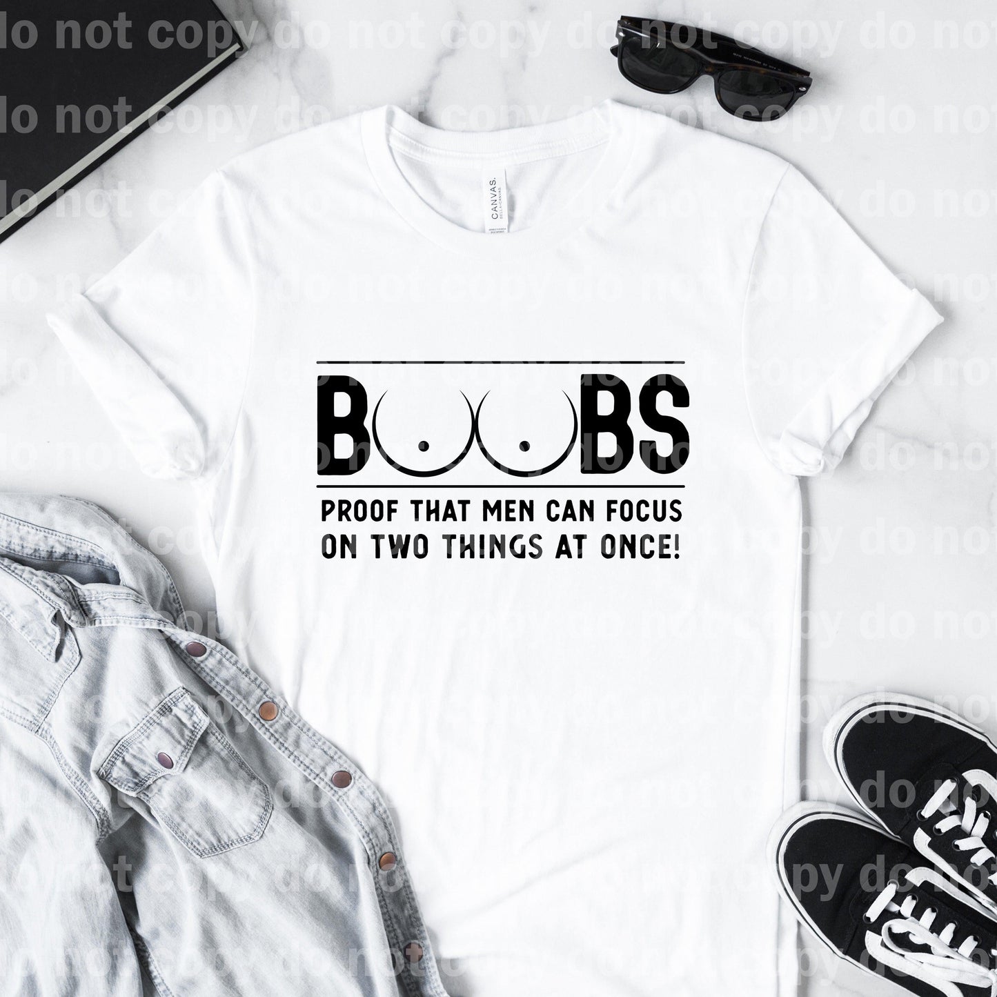 Boobs Proof That Men Can Focus On Two Things At Once Black/White Dream Print or Sublimation Print