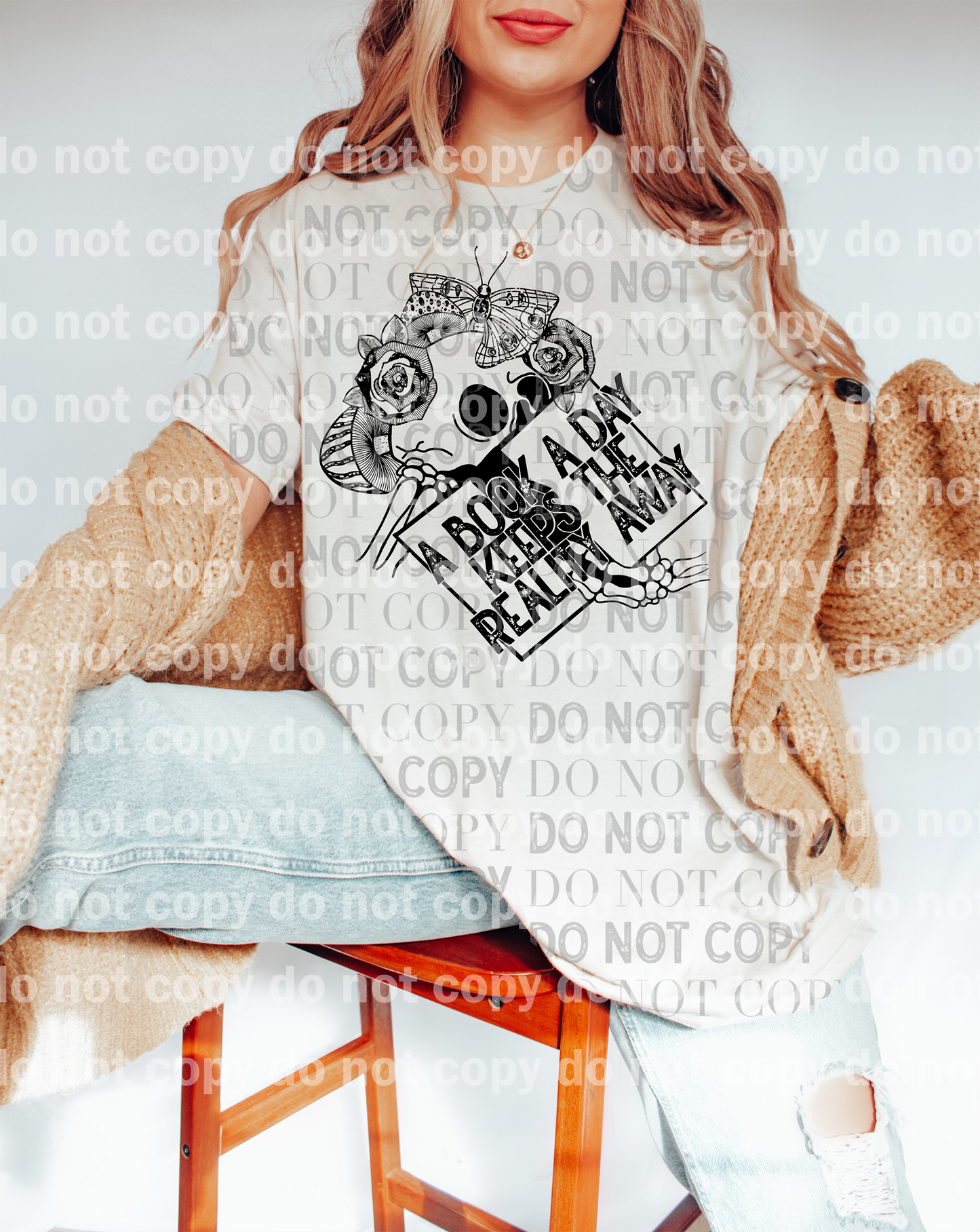 A Book A Day Keeps The Reality Away Distressed Full Color/One Color Dream Print or Sublimation Print