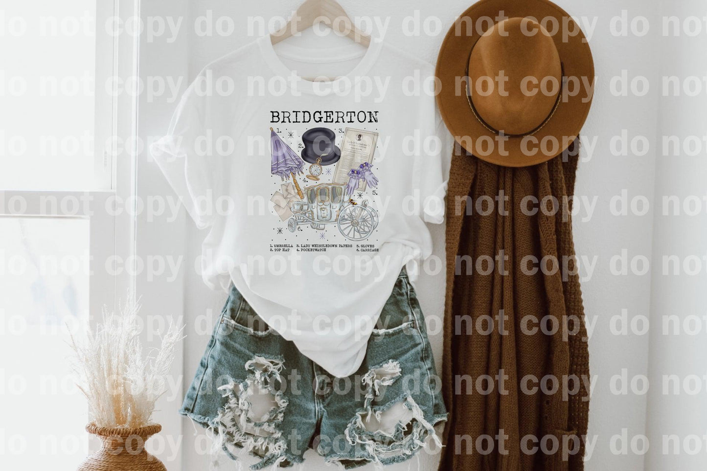 Bridgerton Umbrella Top Hat Lady Whistledown Papers Pocketwatch Gloves Carriage Dream Print or Sublimation Print