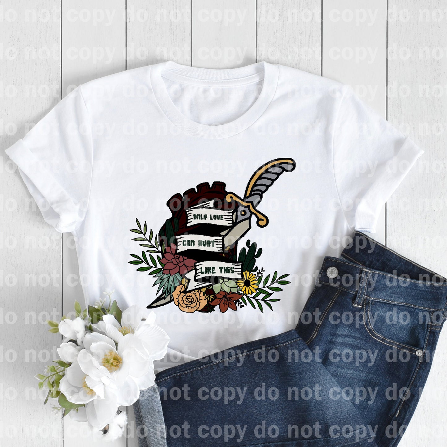 Only Love Can Hurt You Like This Floral Heart Knife Dream Print or Sublimation Print