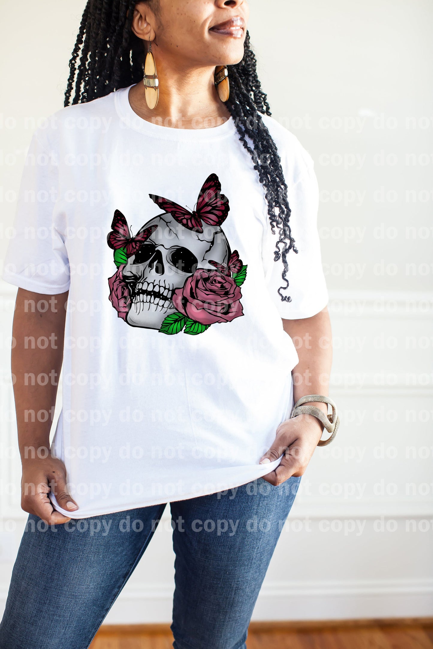 Calavera Con Flores Y Mariposas Impresión Sueña o Impresión por Sublimación