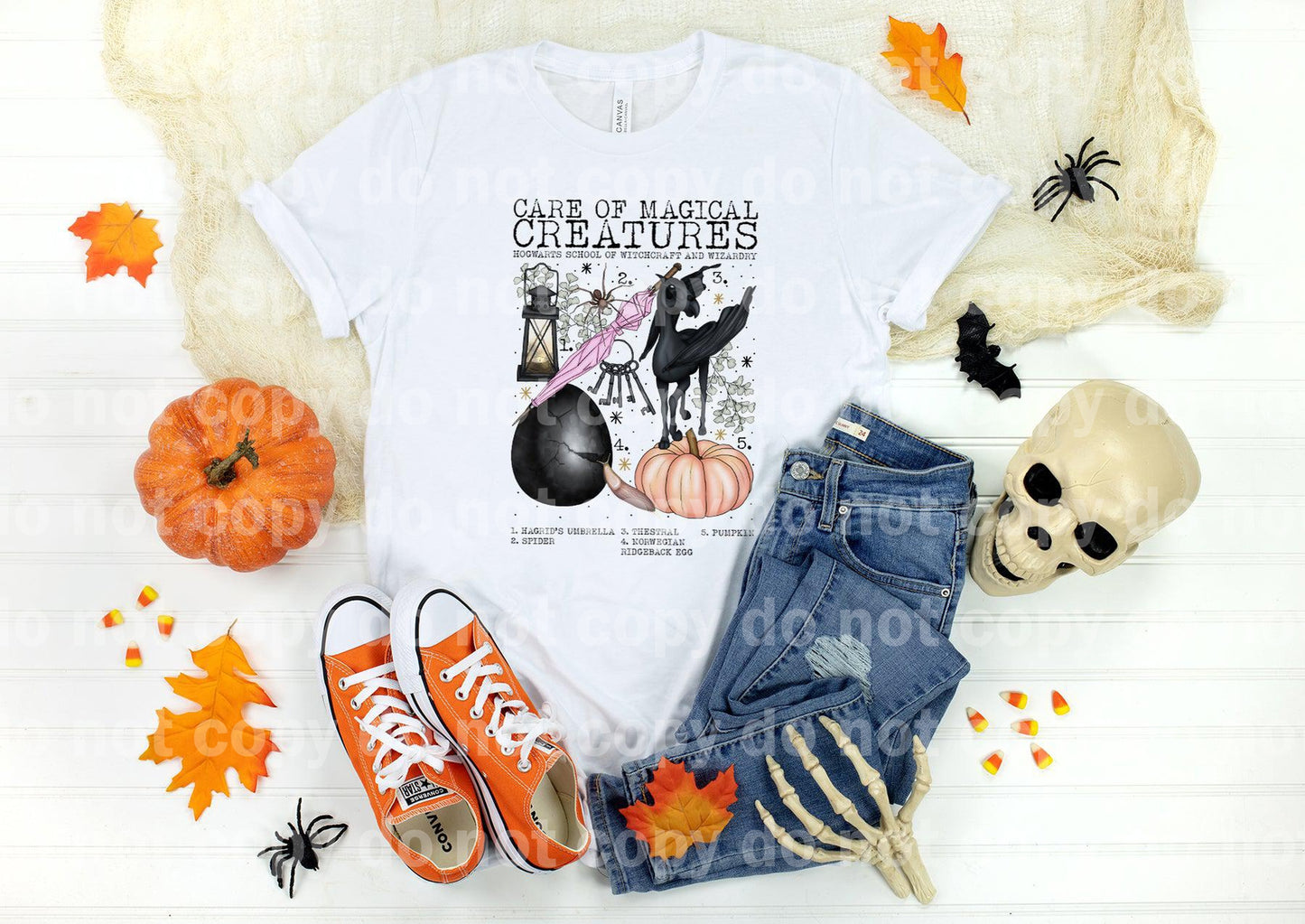 Care Of Magical Creatures Chart Umbrella Spider Thestral Ridgeback Egg Pumpkin Dream Print or Sublimation Print