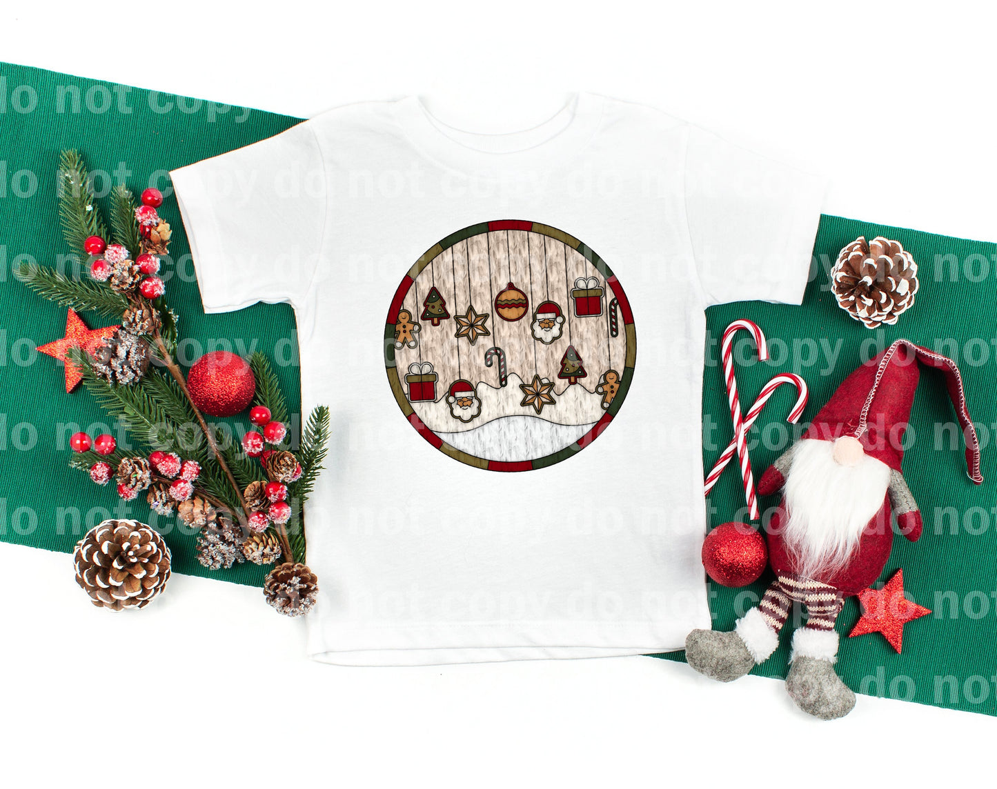 Christmas Things Stained Glass Round Dream Print or Sublimation Print