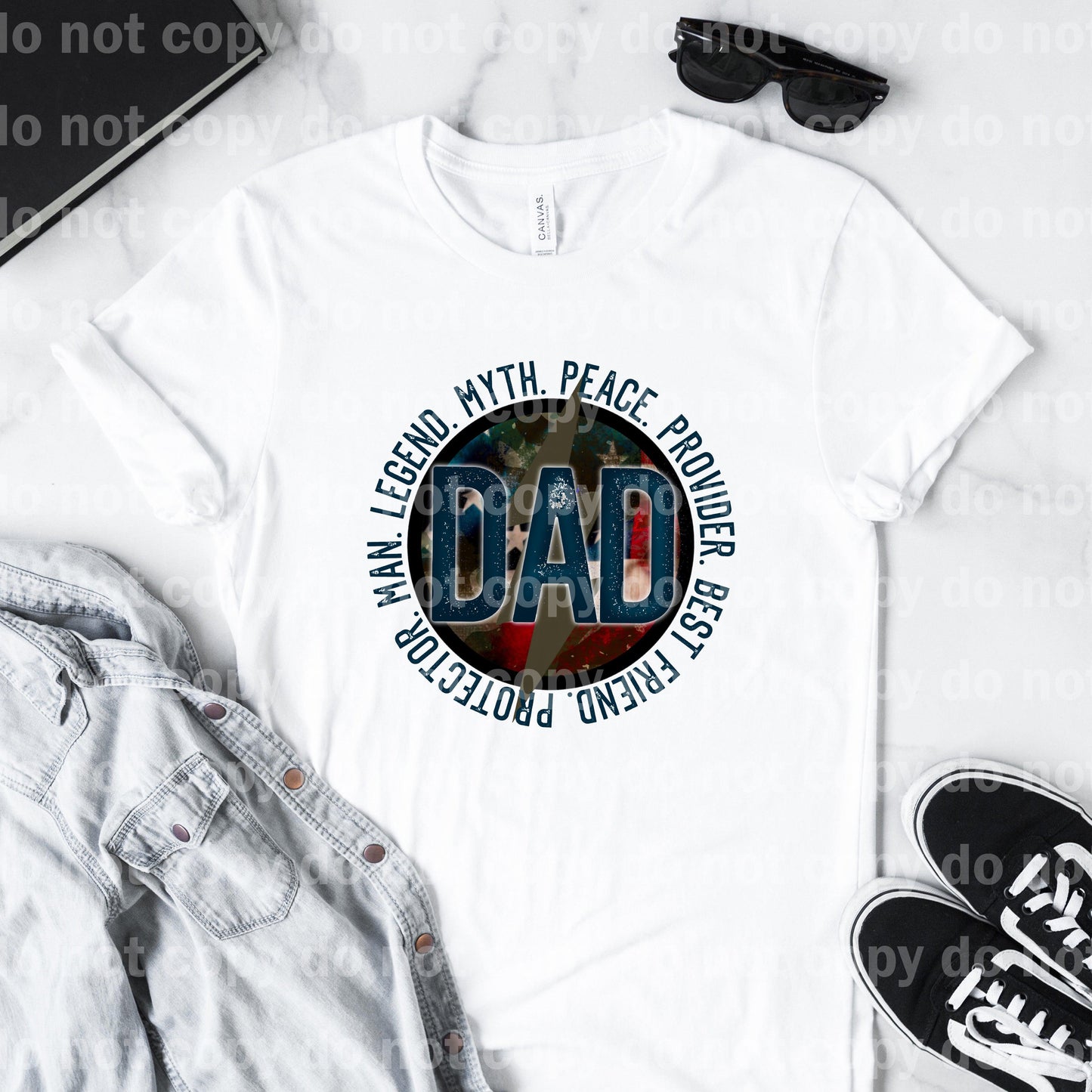 Man Legend Myth Peace Provider Best Friend Protector Dad Circle Lightning Bolt Dream Print or Sublimation Print