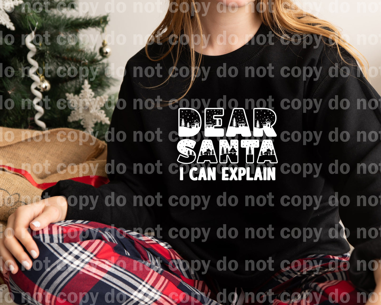 Dear Santa I Can Explain Black/Red/Green/White Dream Print or Sublimation Print