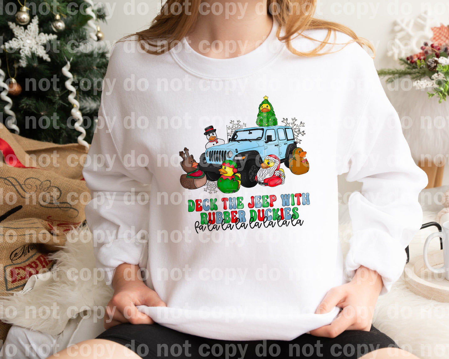 Deck The Jeep With Rubber Duckies Light Blue Dream Print or Sublimation Print