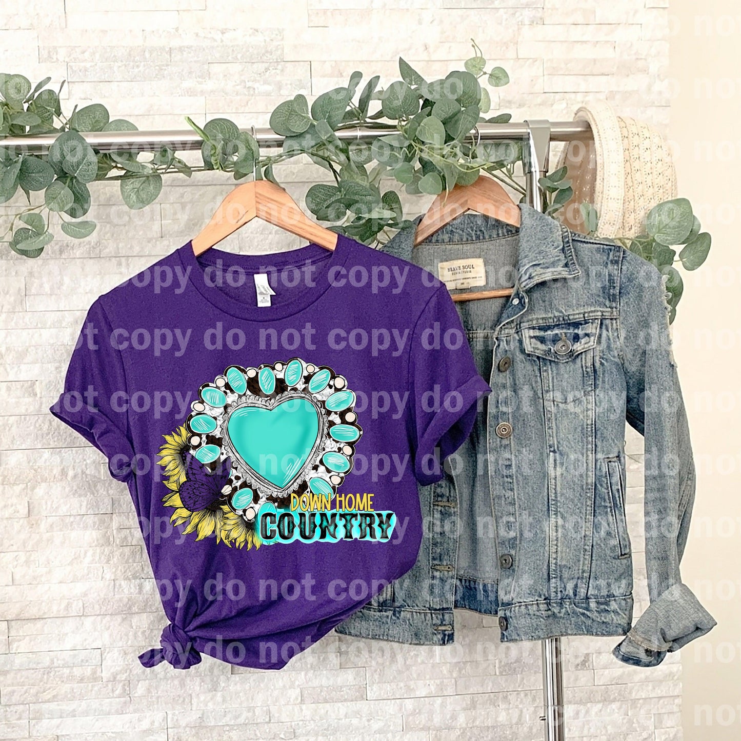 Down Home Country Turquoise Sunflower Dream print transfer