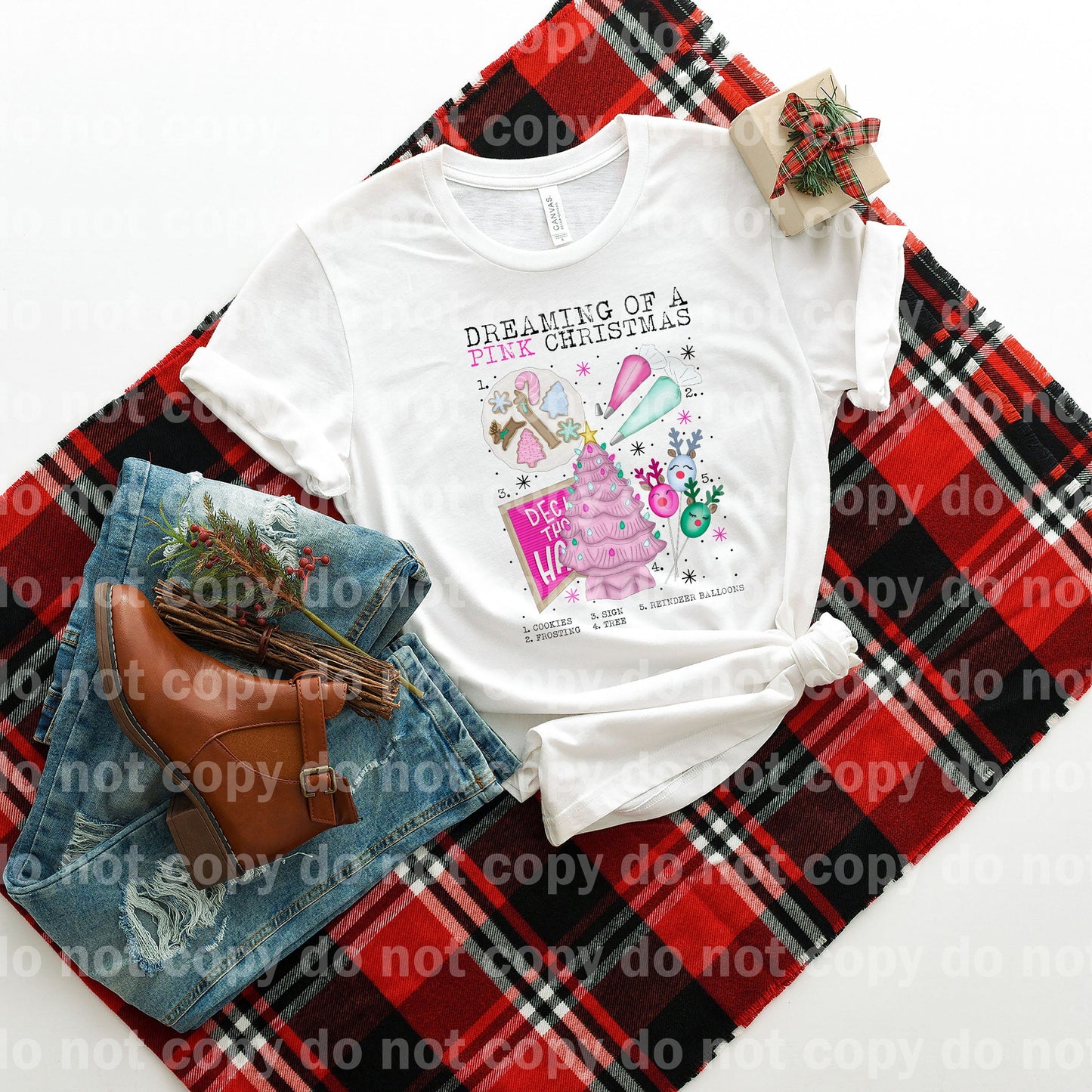 Soñando con un gráfico navideño rosa Impresión de sueños o impresión por sublimación