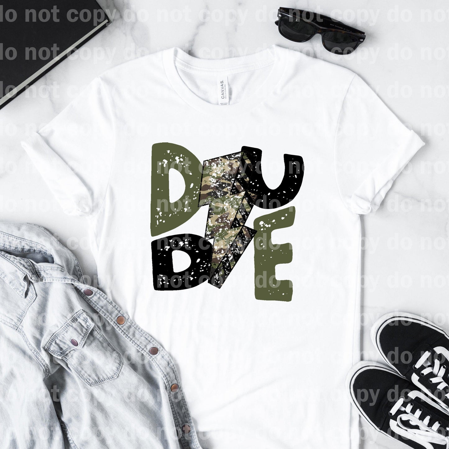 Dude Army Green Black Lightning Bolt Dream Print or Sublimation Print