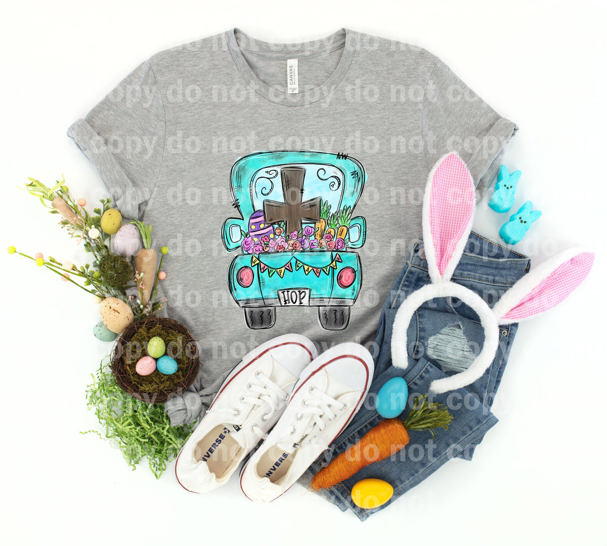Happy Easter Truck Green Dream print transfer