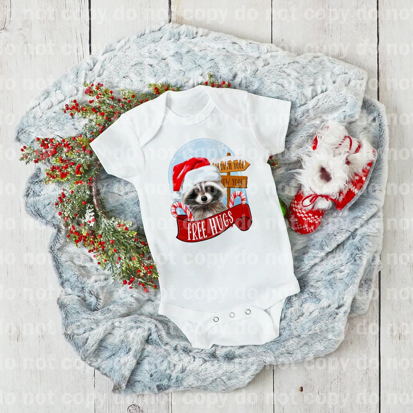 Elf Themed Raccoon Free Hugs Dream Print or Sublimation Print