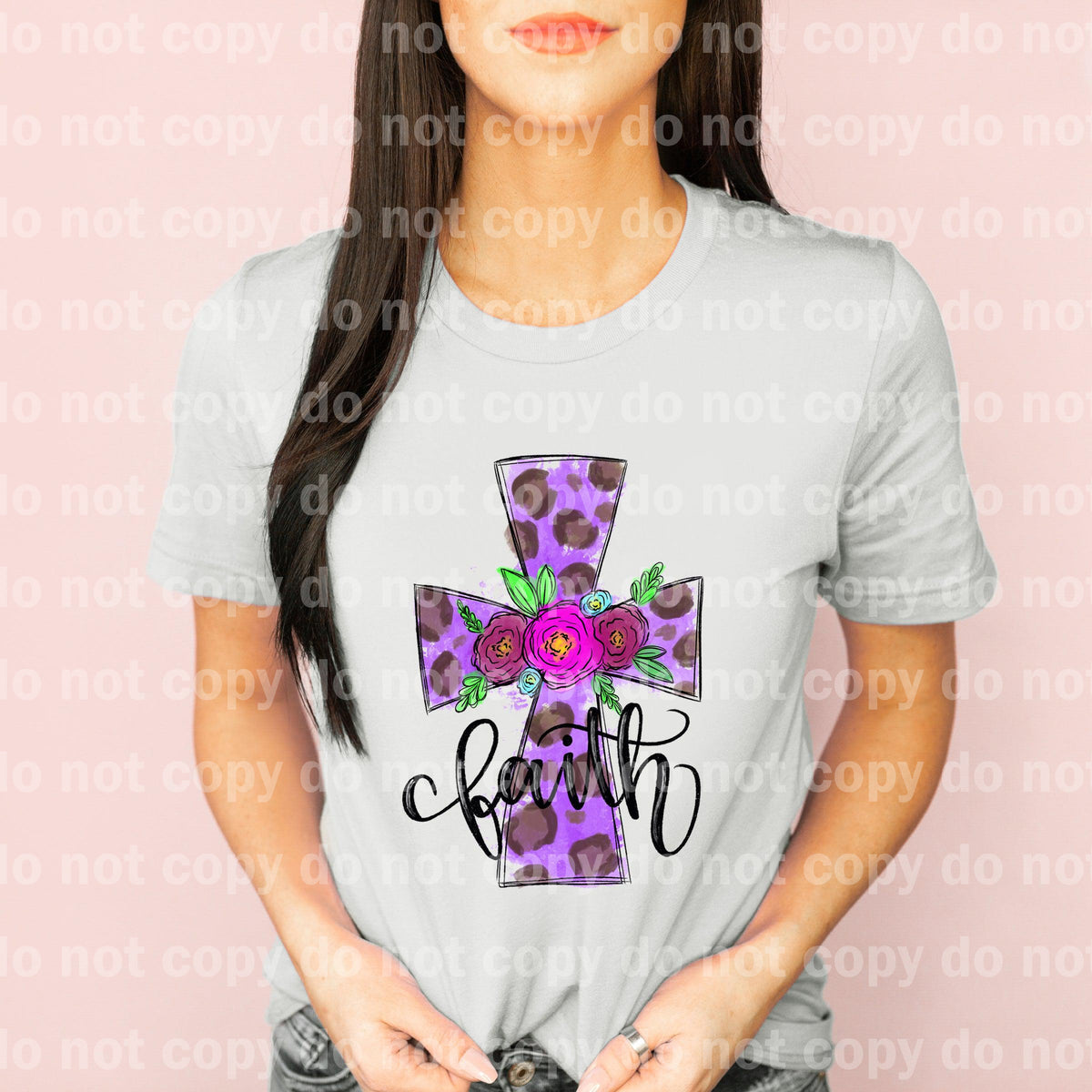 Faith Cross Flower Dream print transfer