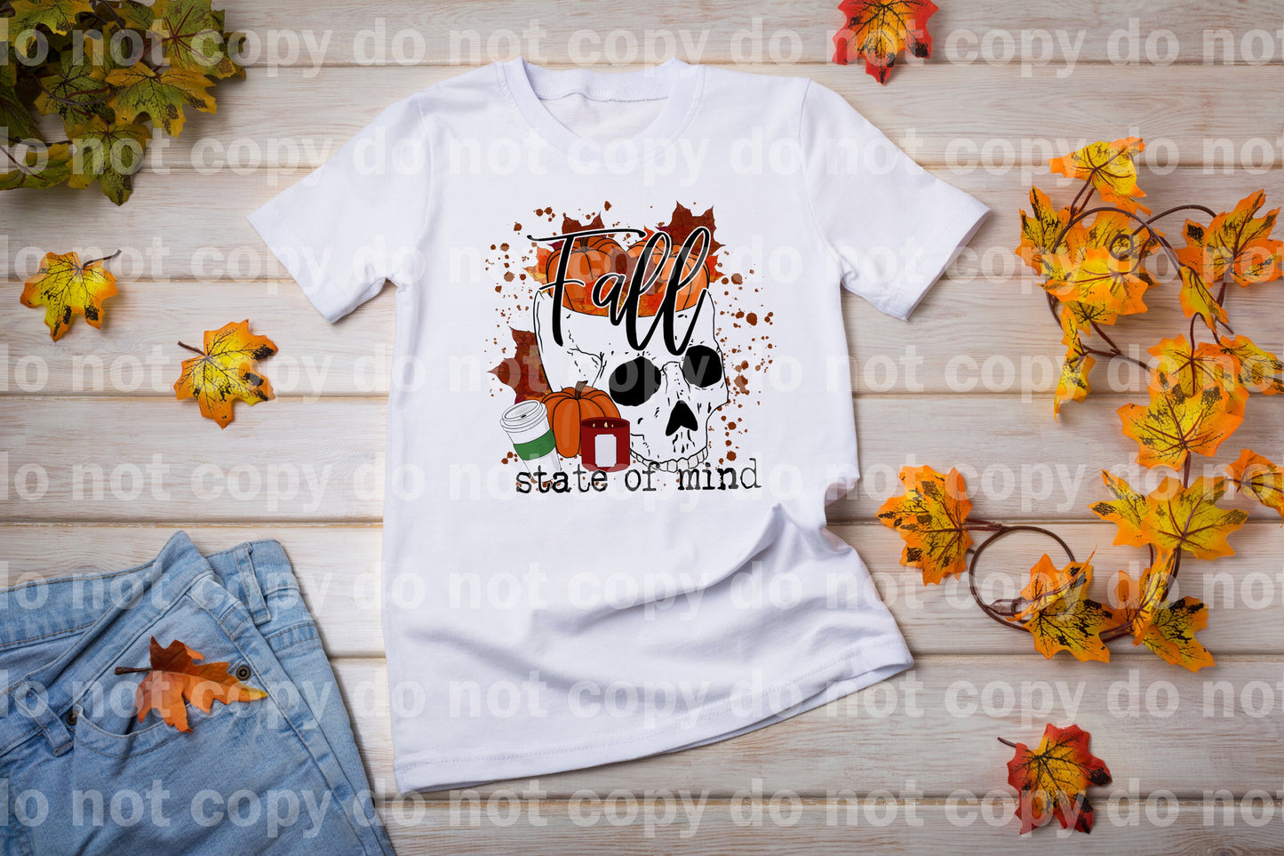 Otoño Estado de ánimo Cráneo Vela Calabaza Sueño Impresión o Impresión de sublimación
