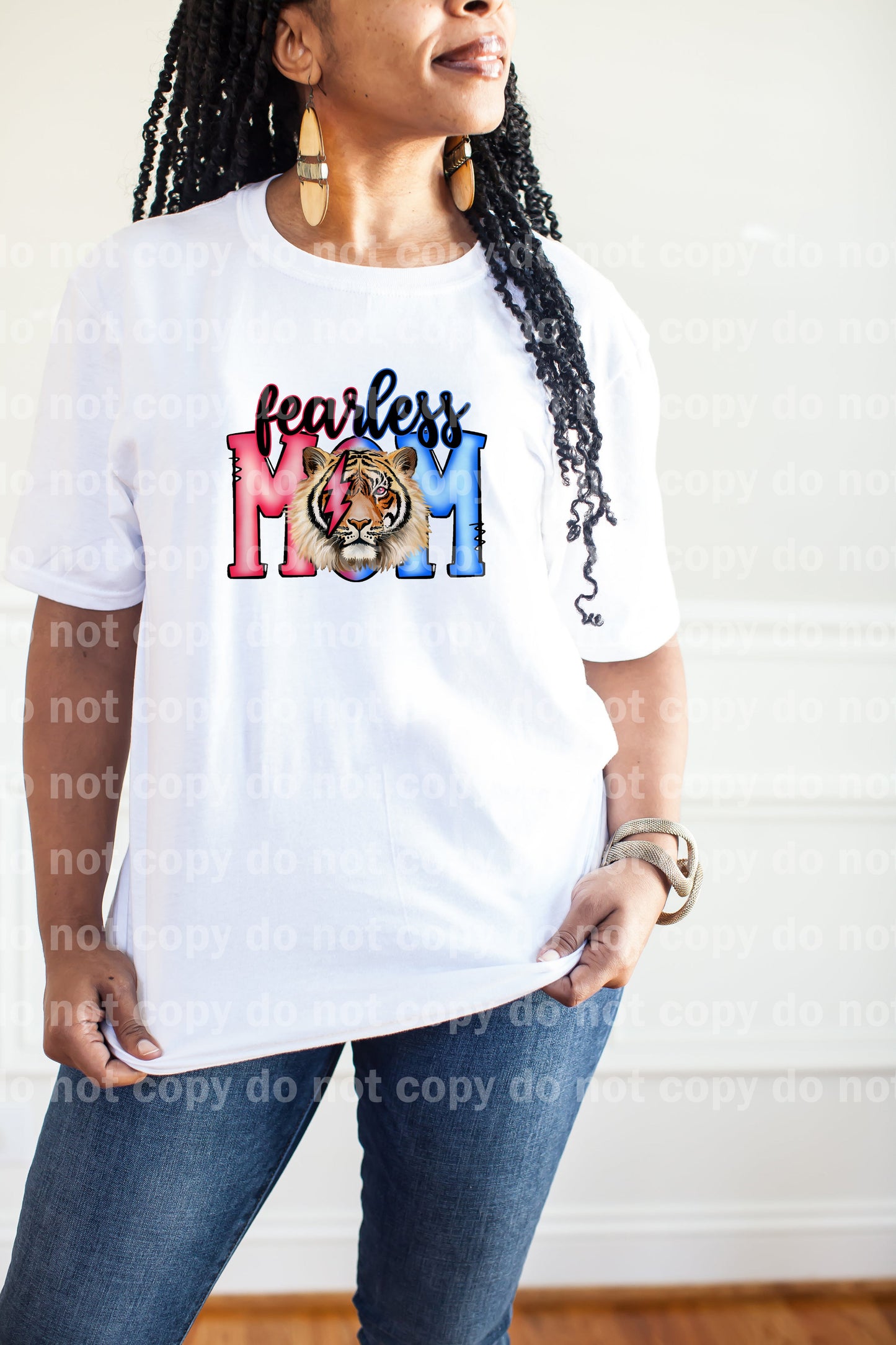 Fearless Mom Red Blue Tiger Dream Print or Sublimation Print