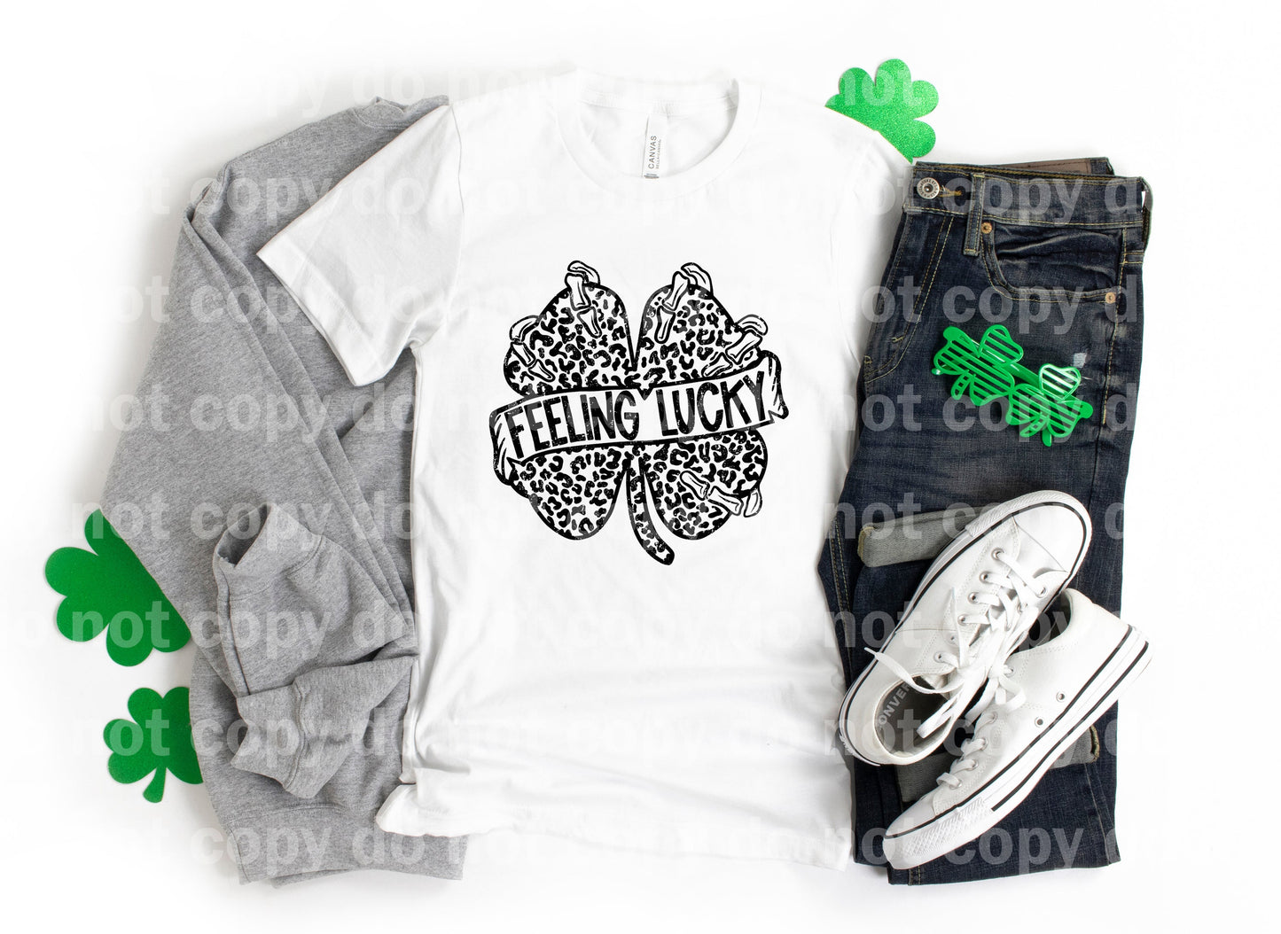 Feeling Lucky Leopard Print Distressed Full Color/One Color Dream Print or Sublimation Print