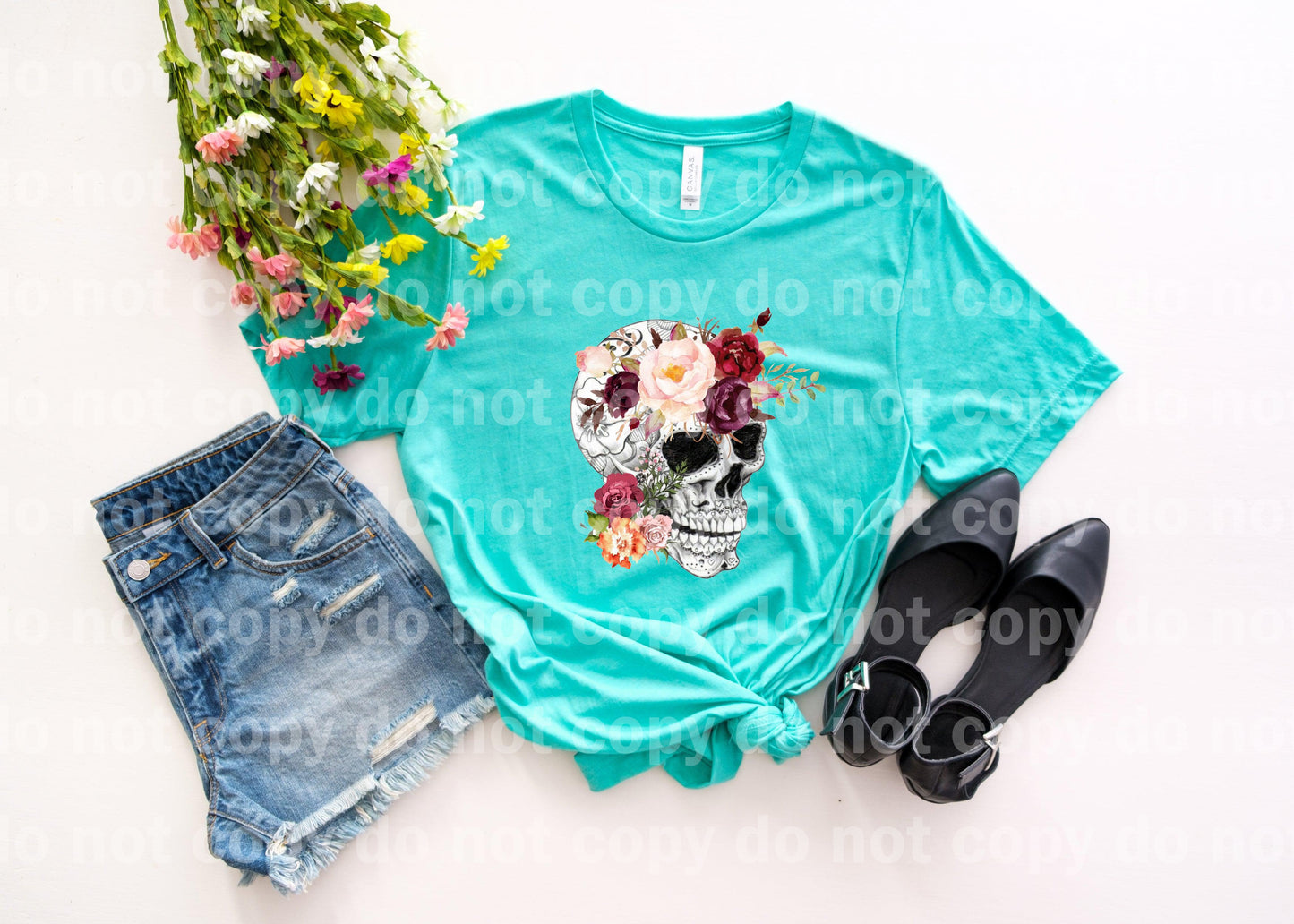 Floral Sugar Skull Dream print transfer