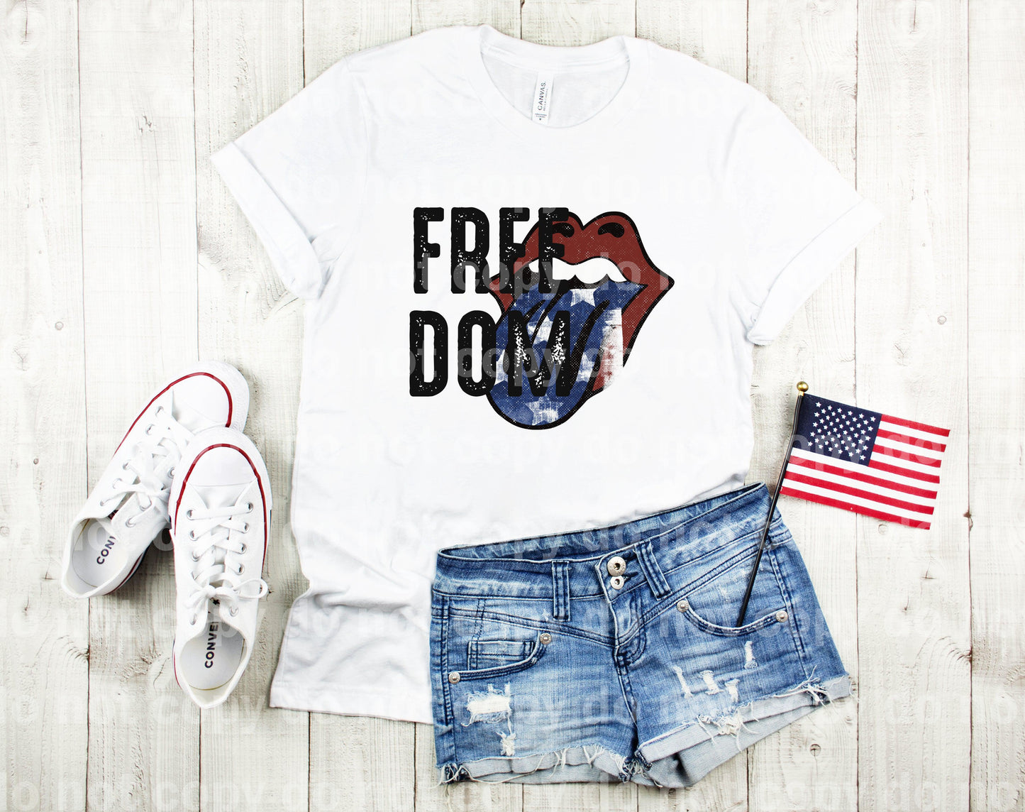 Freedom Tongue Out Stars Lips Dream Print or Sublimation Print