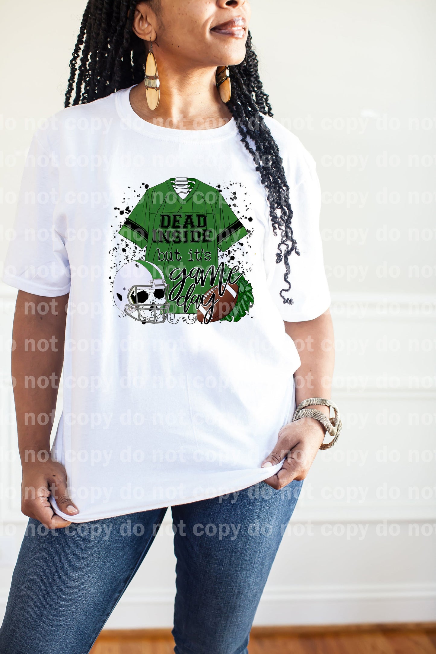 Dead Inside But It's Game Day Green And Black Dream Print or Sublimation Print