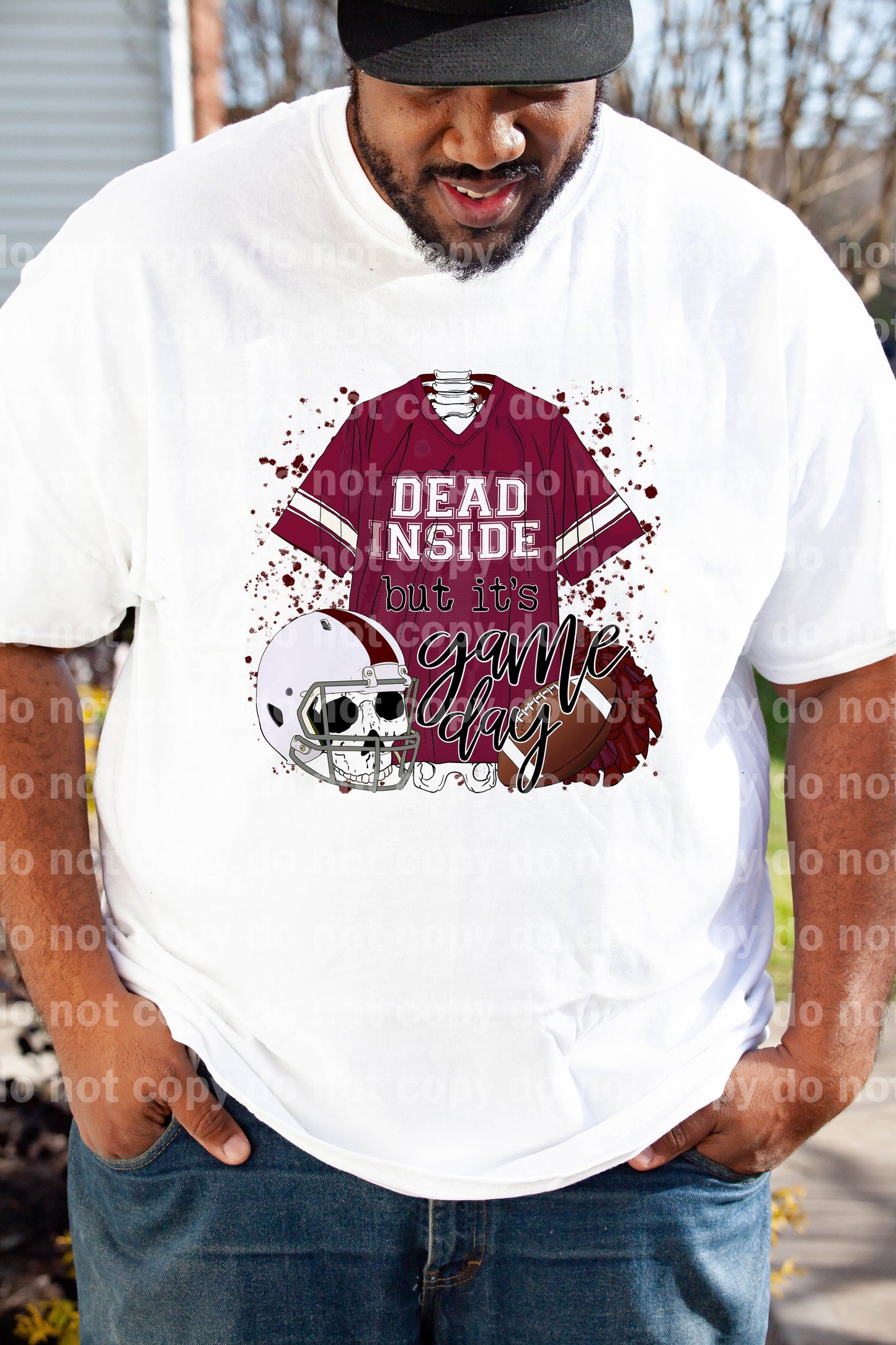 Dead Inside But It's Game Day Maroon And White Dream Print or Sublimation Print