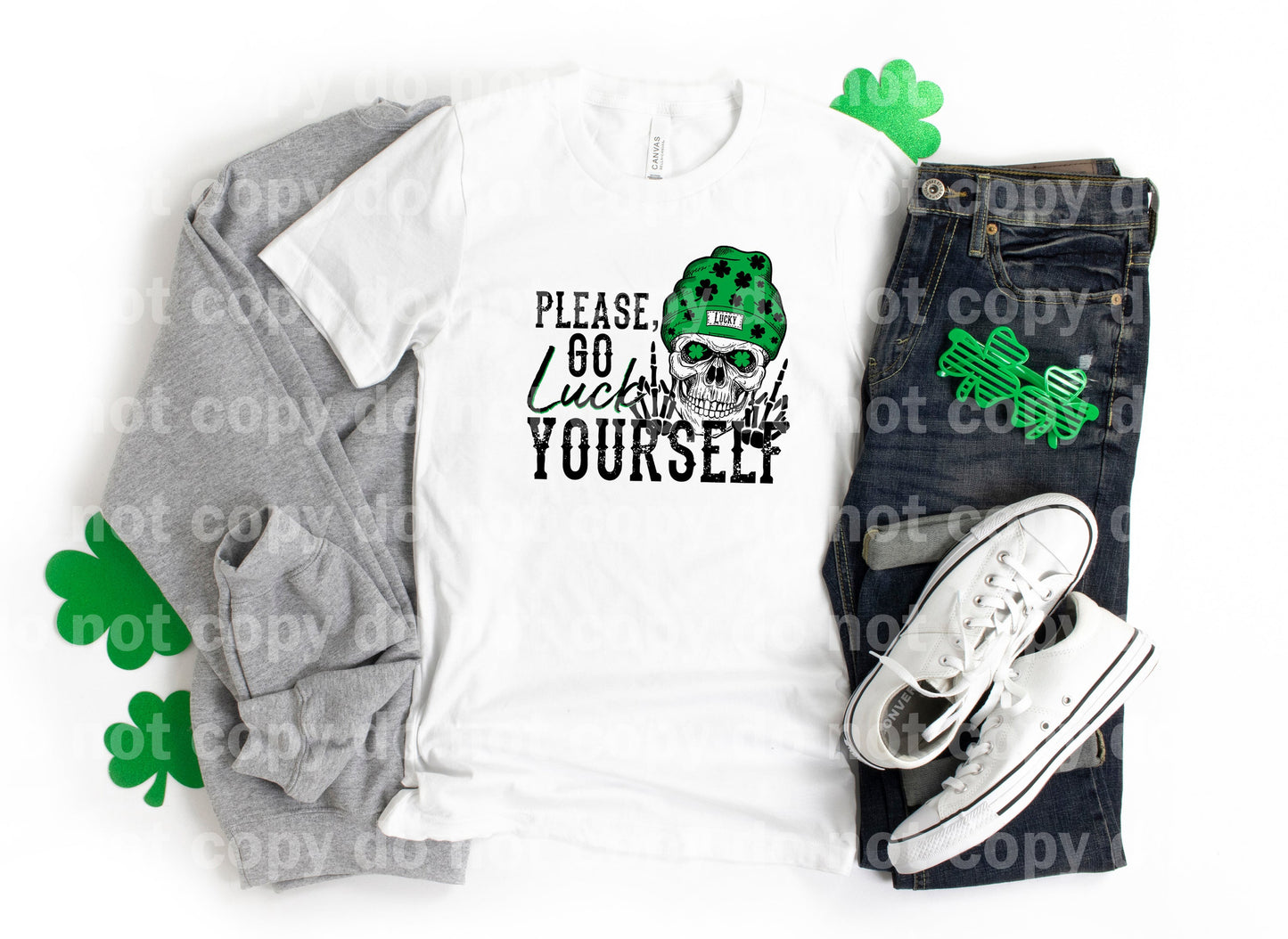 Please Go Luck Yourself Shamrock Eye Skeleton Dream Print or Sublimation Print