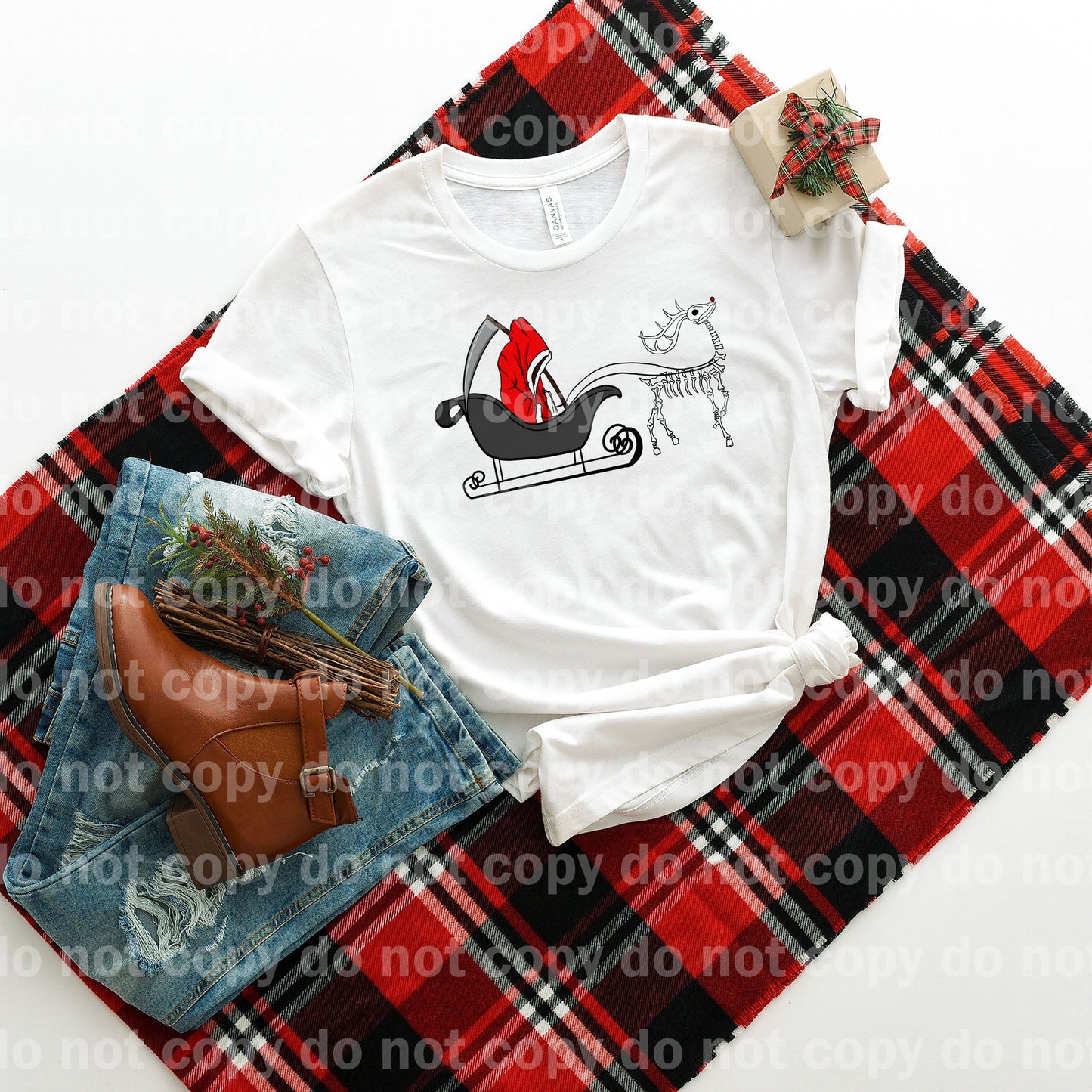 Grim Claus and Skellie Reindeer Dream Print or Sublimation Print