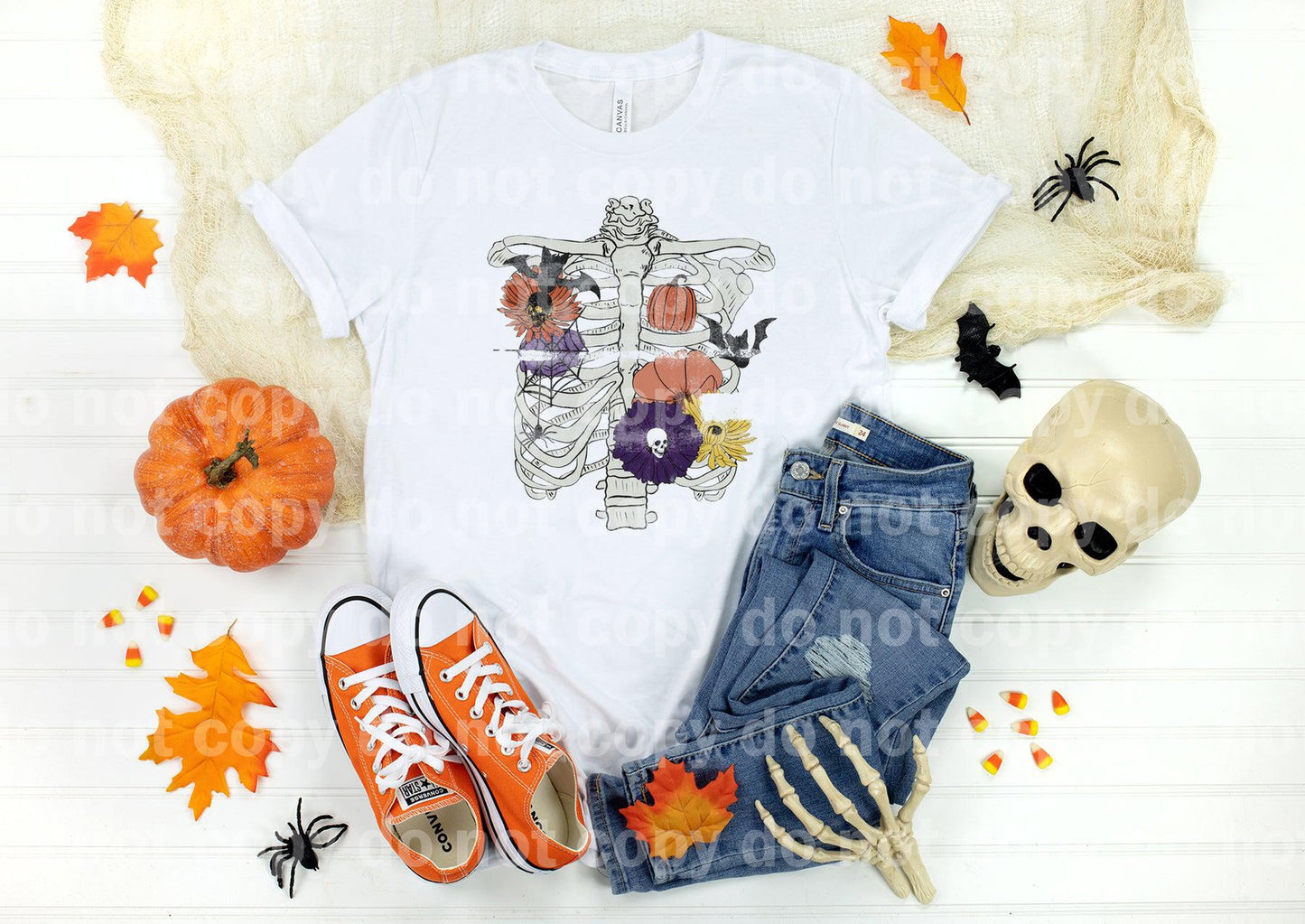 Halloween Rib Cage Floral Full Color/One Color Dream Print or Sublimation Print