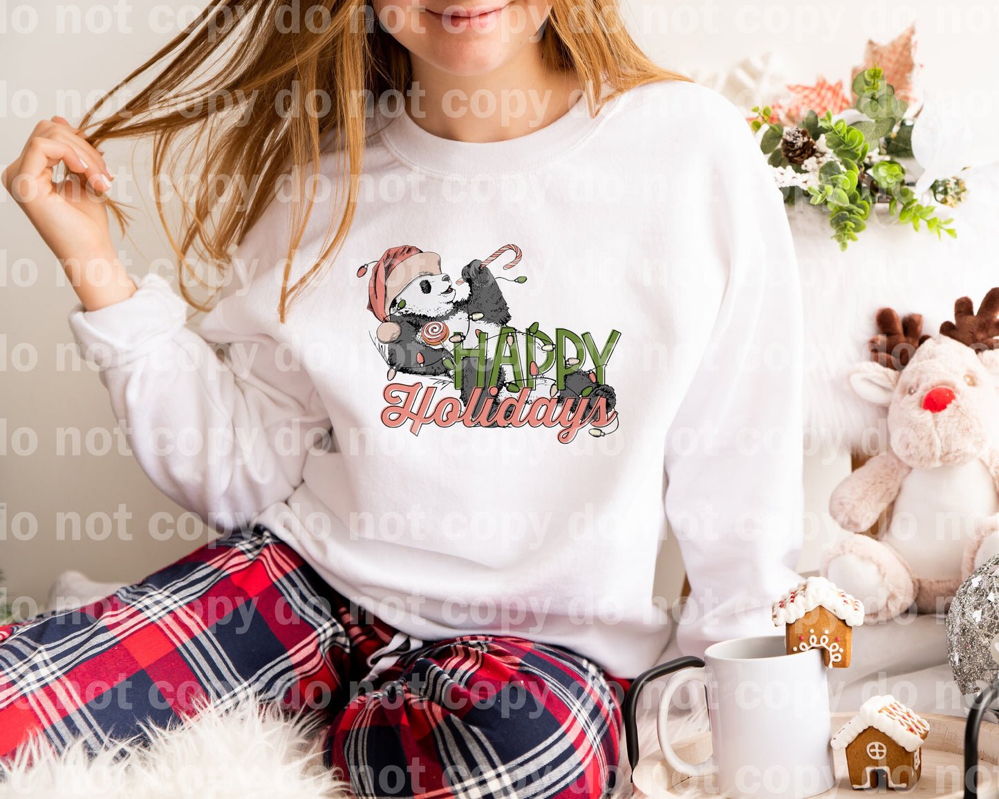 Happy Holidays Panda Pink Dream Print or Sublimation Print