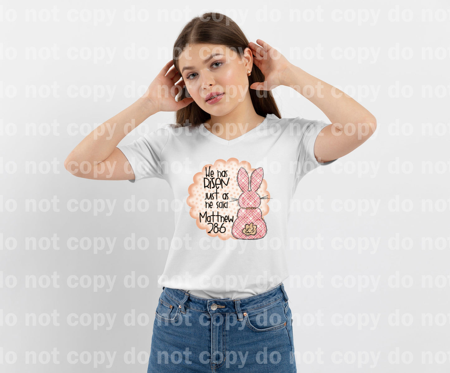 He Has Risen Just As He Said Pink Bunny Plaid Dream Print or Sublimation Print