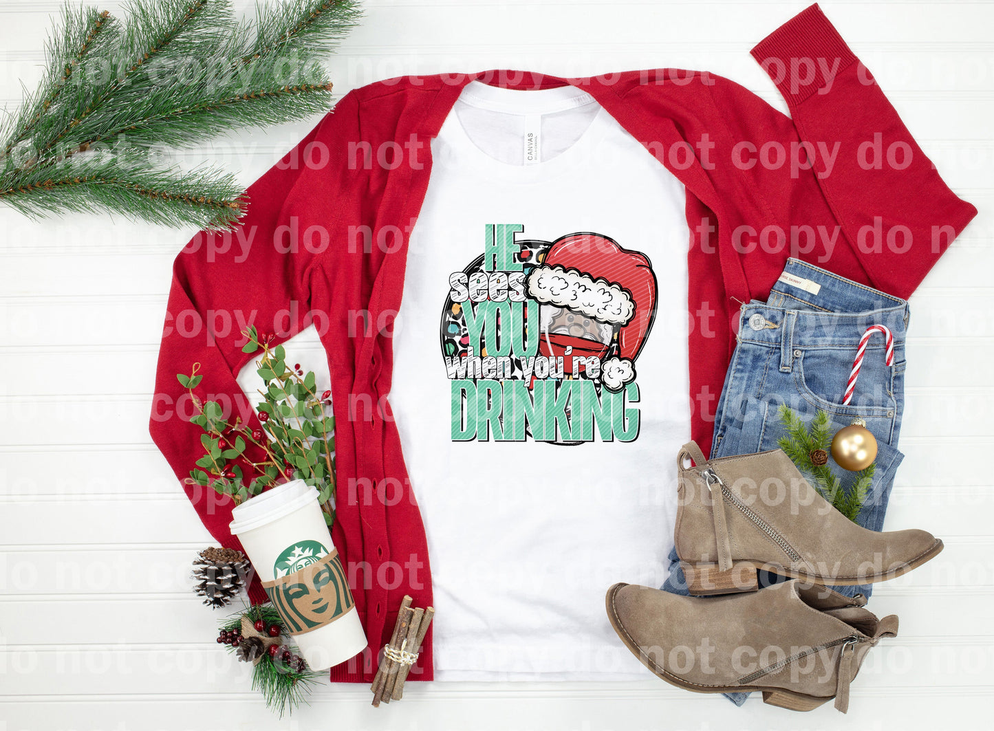 He Sees You When You're Drinking Dark Santa Dream Print or Sublimation Print