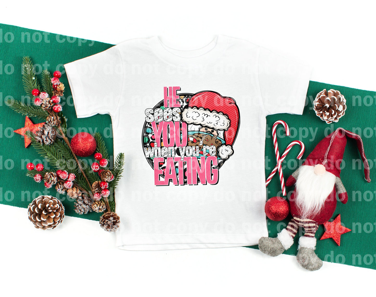 He Sees You When You're Eating Light Santa Dream Print or Sublimation Print