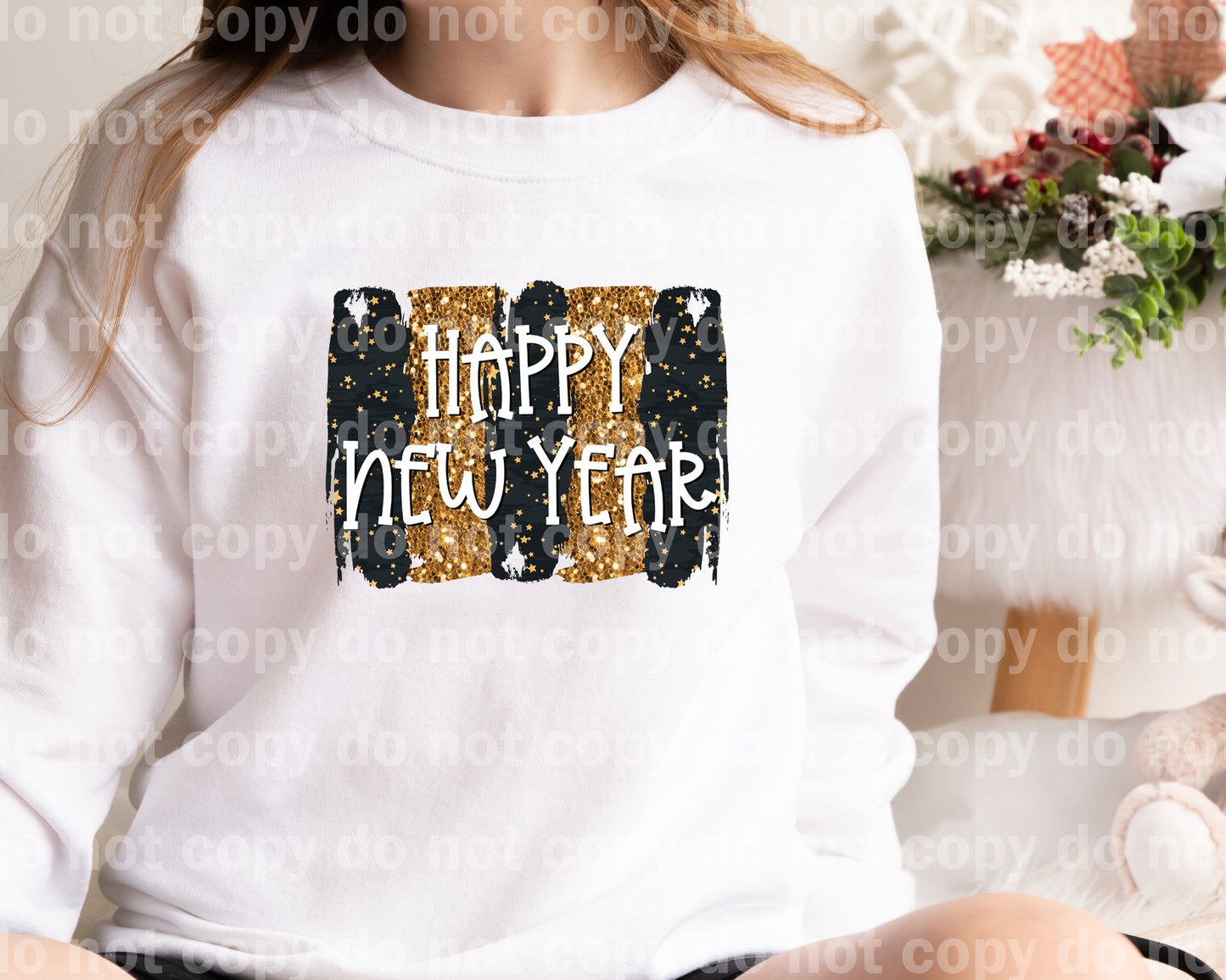 Happy New Year Black And Gold Glitter Background Dream Print or Sublimation Print