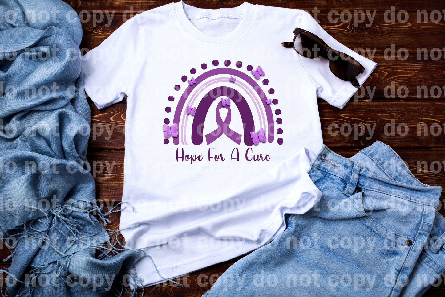 Hope For A Cure Rainbow Purple Ribbon Dream Print or Sublimation Print