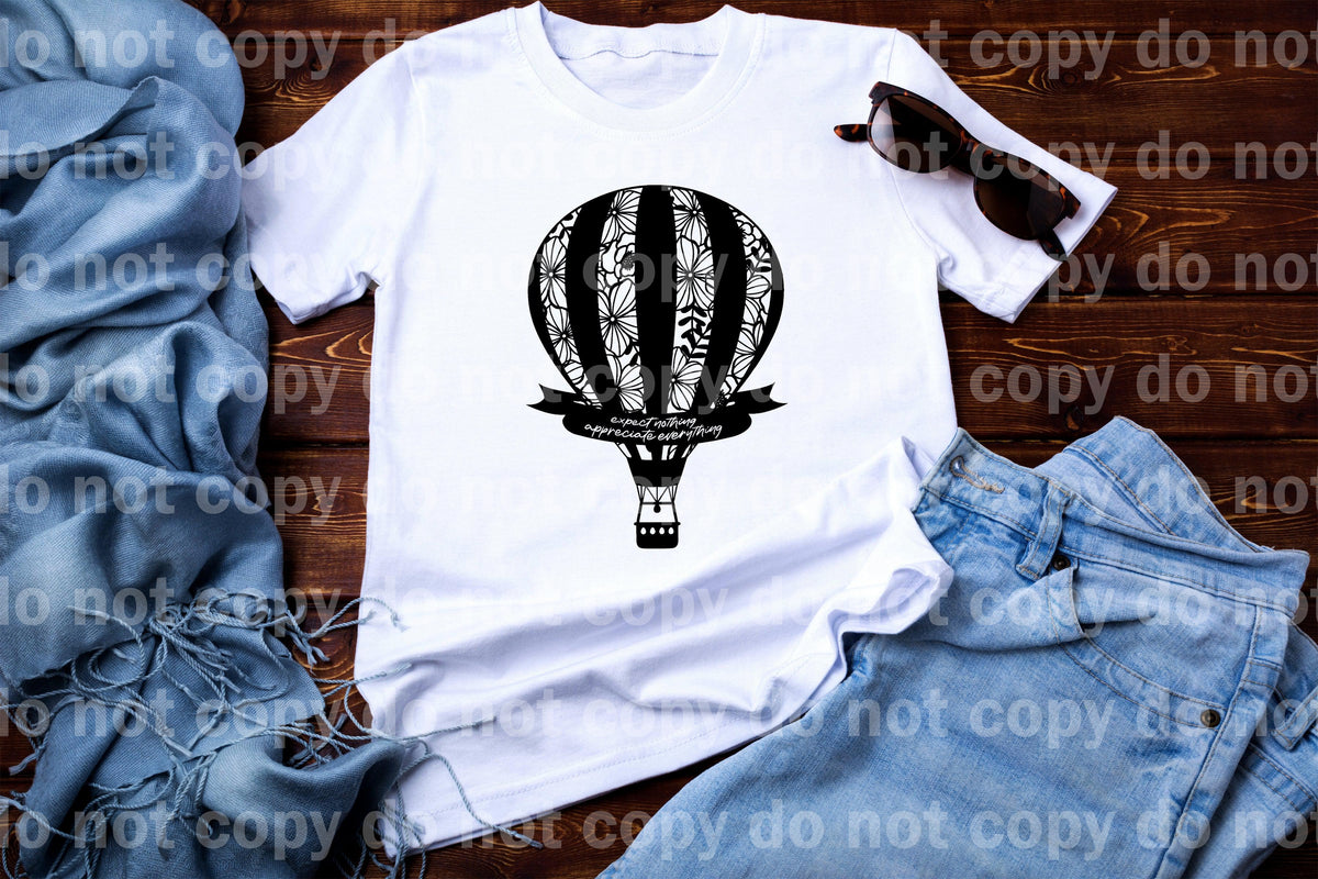 Expect Nothing Appreciate Everything Hot Air Balloon Dream Print or Sublimation Print