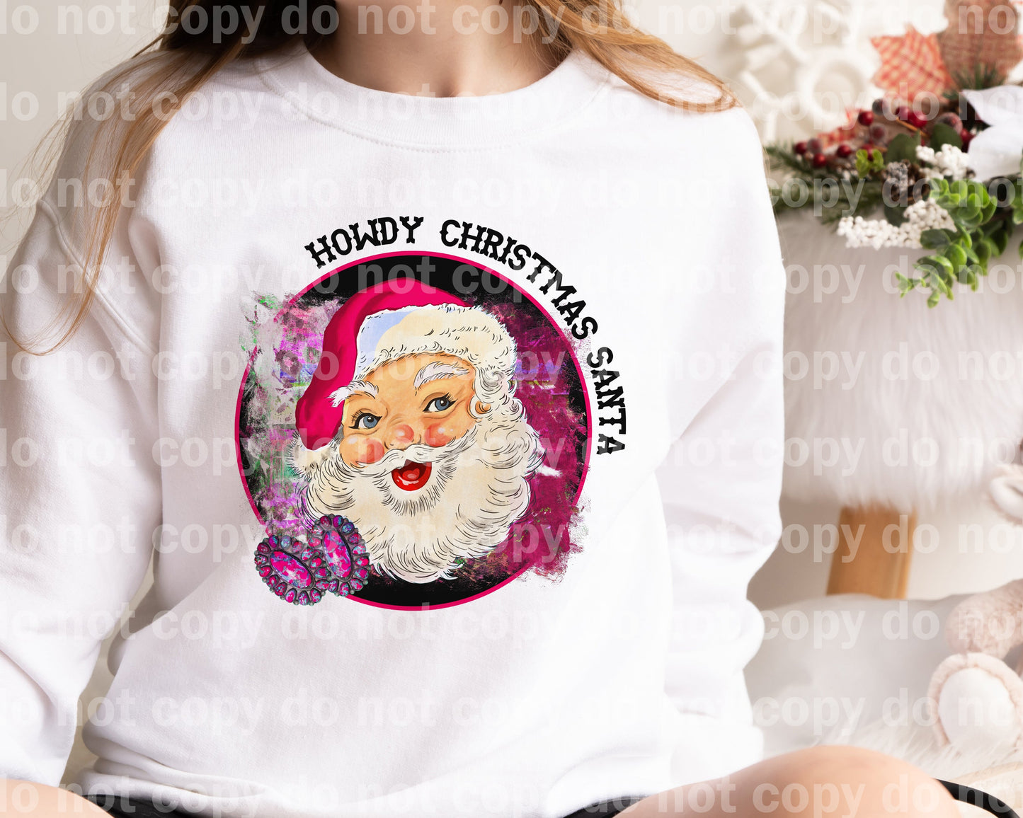 Howdy Christmas Santa Pink Dream Print or Sublimation Print